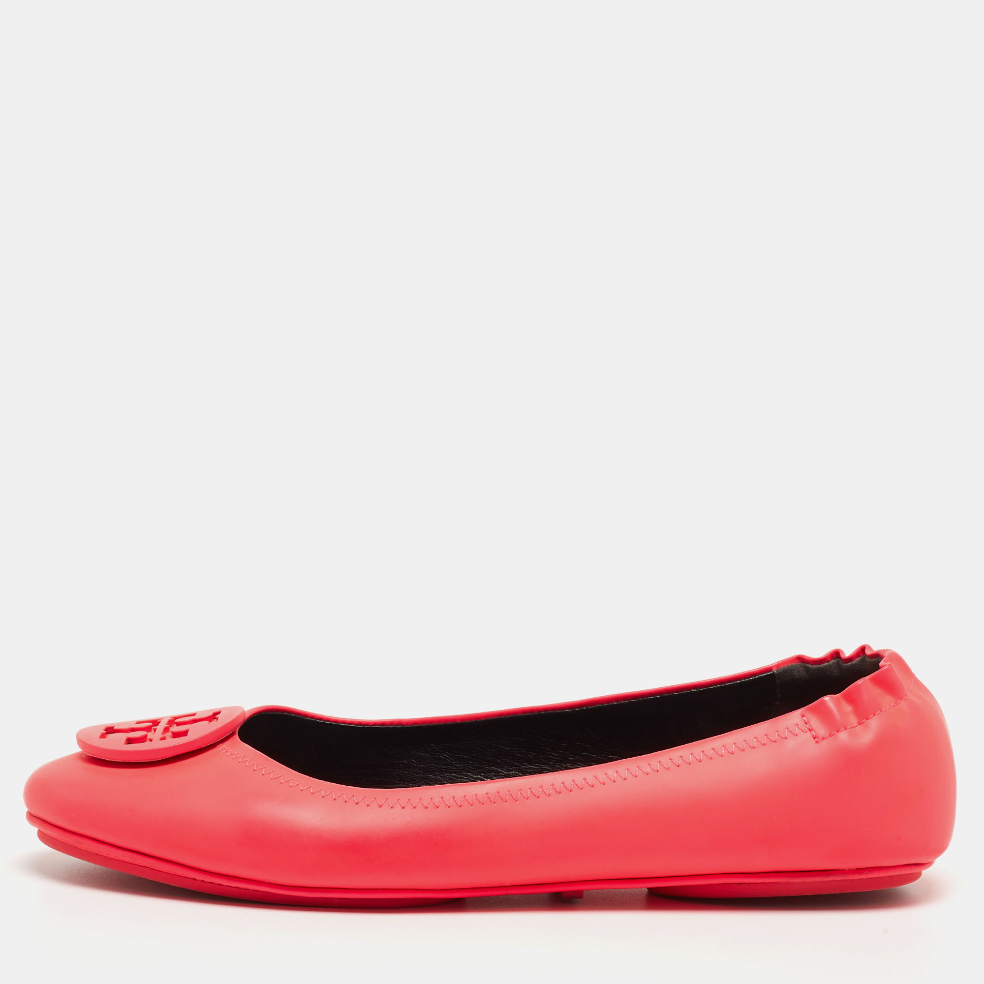 

Tory Burch Neon Pink Leather Reva Ballet Flats Size 40.5