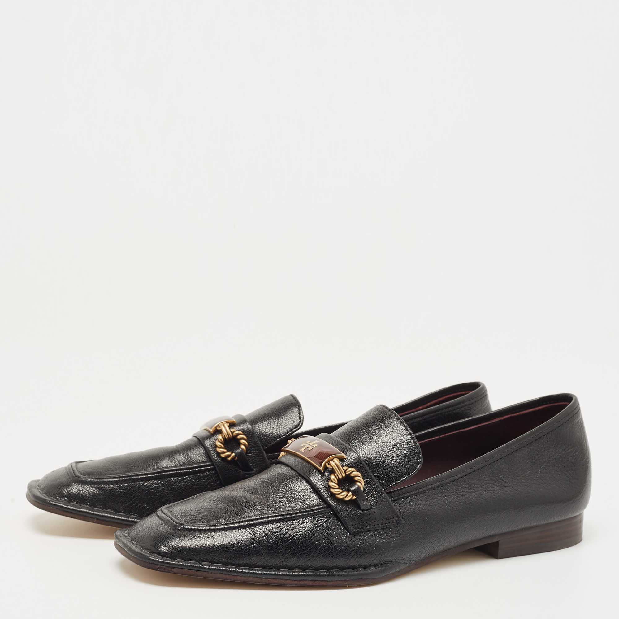 

Tory Burch Black Leather Perrine Loafers Size
