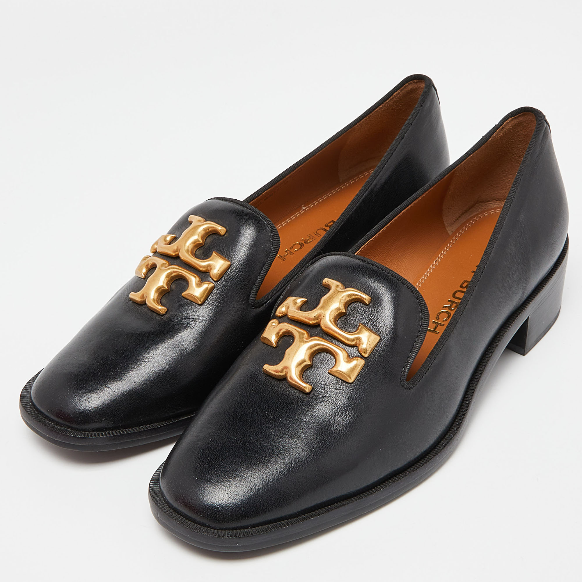 

Tory Burch Black Leather Eleonor Smoking Slippers Size