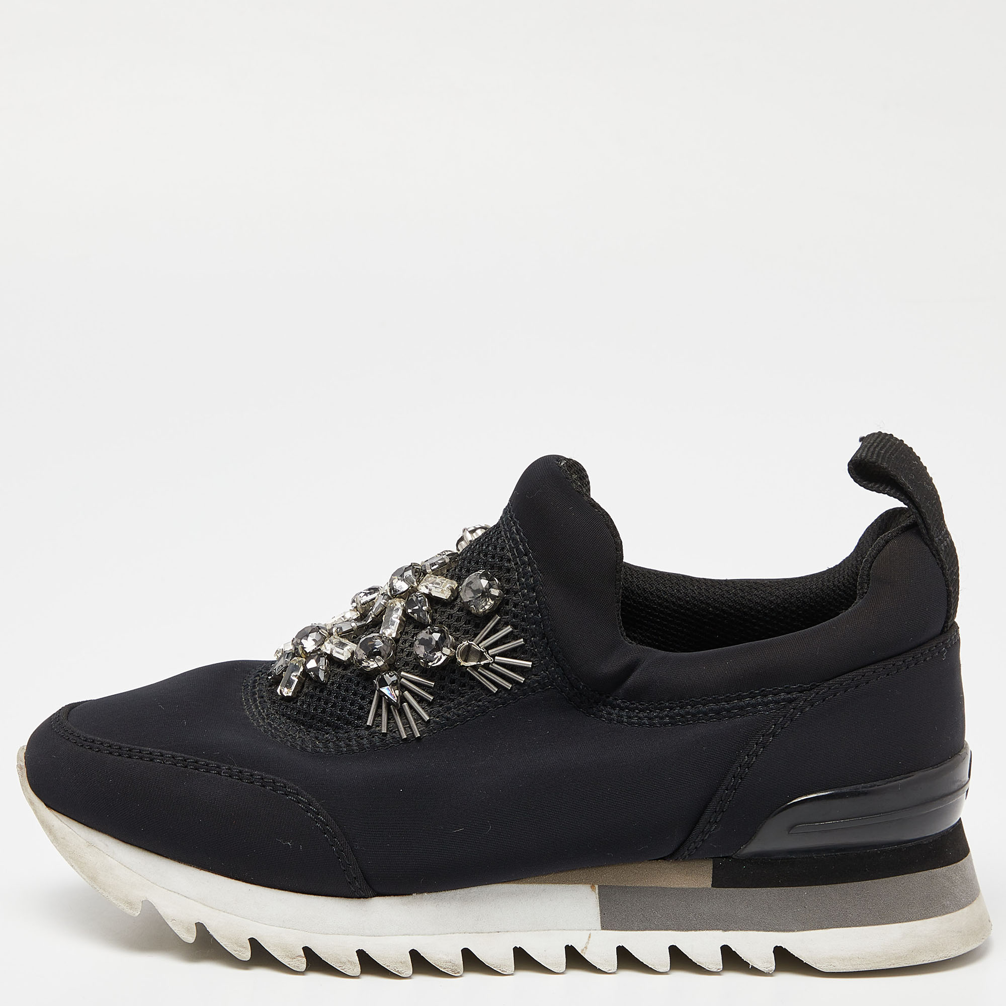 

Tory Burch Black Neoprene Rosas Embellished Runner Sneakers Size 36