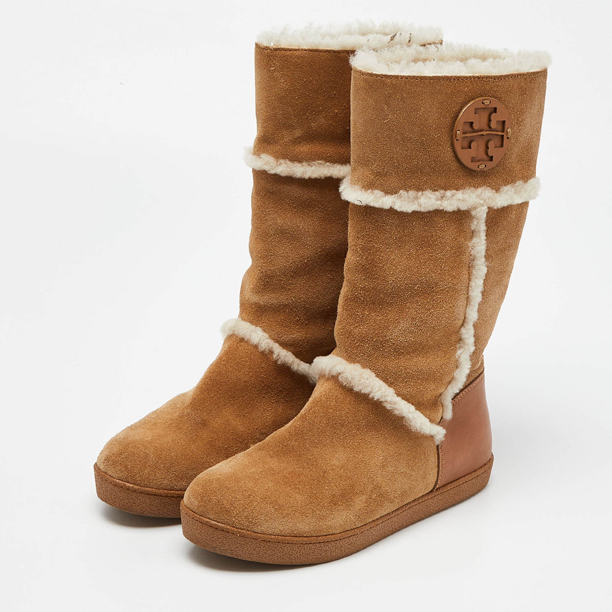 

Tory Burch Brown Nubuck and Leather Snow Boots Size, Beige