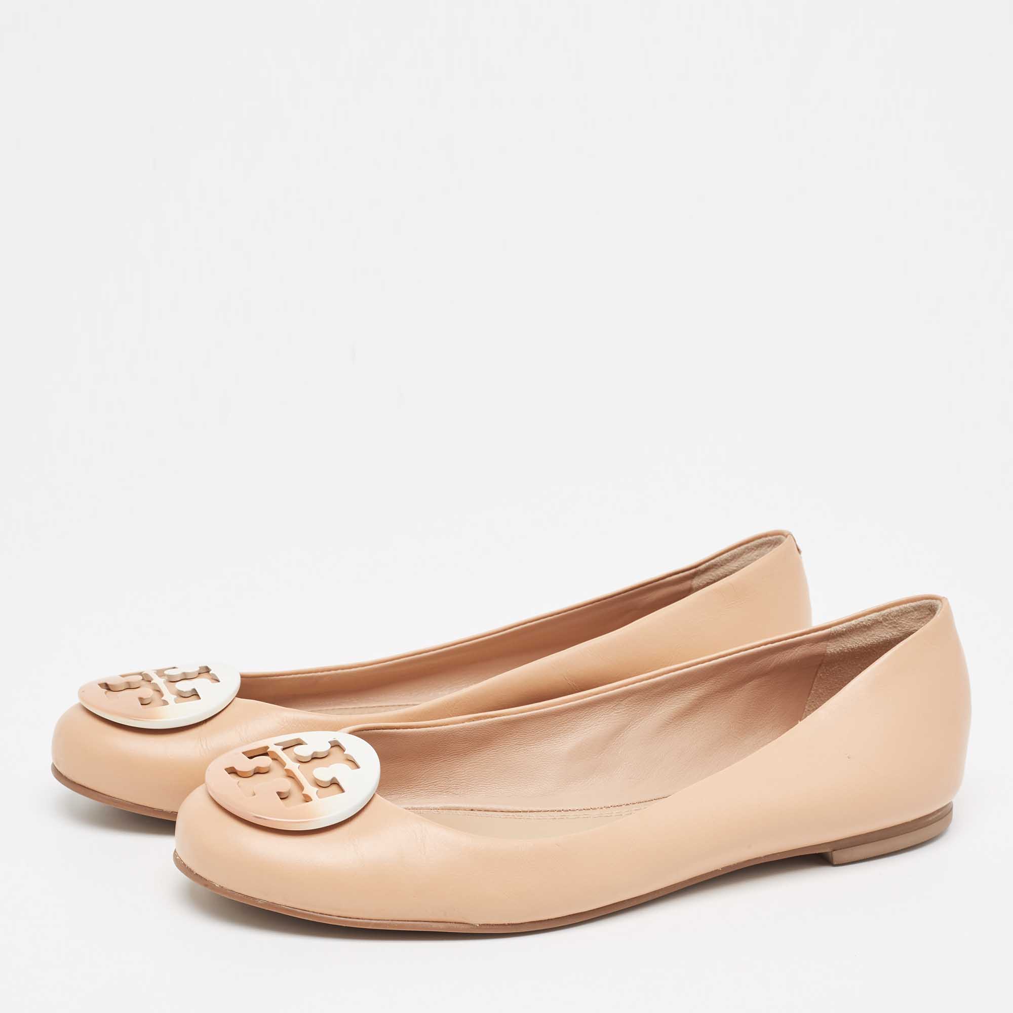 

Tory Burch Pink Leather Claire Ballet Flats Size