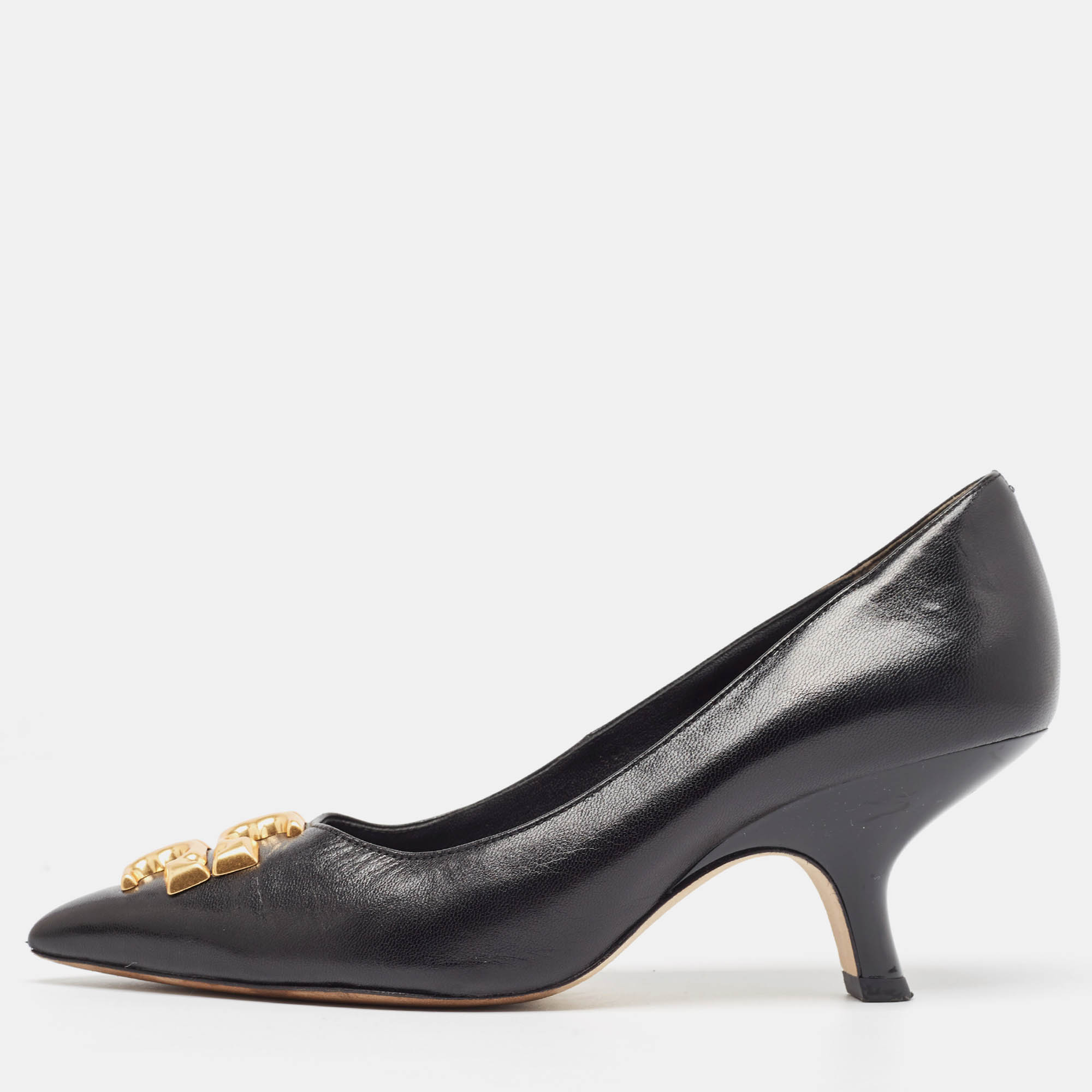 

Tory Burch Black Leather Eleanor Pointed Toe Pumps Size