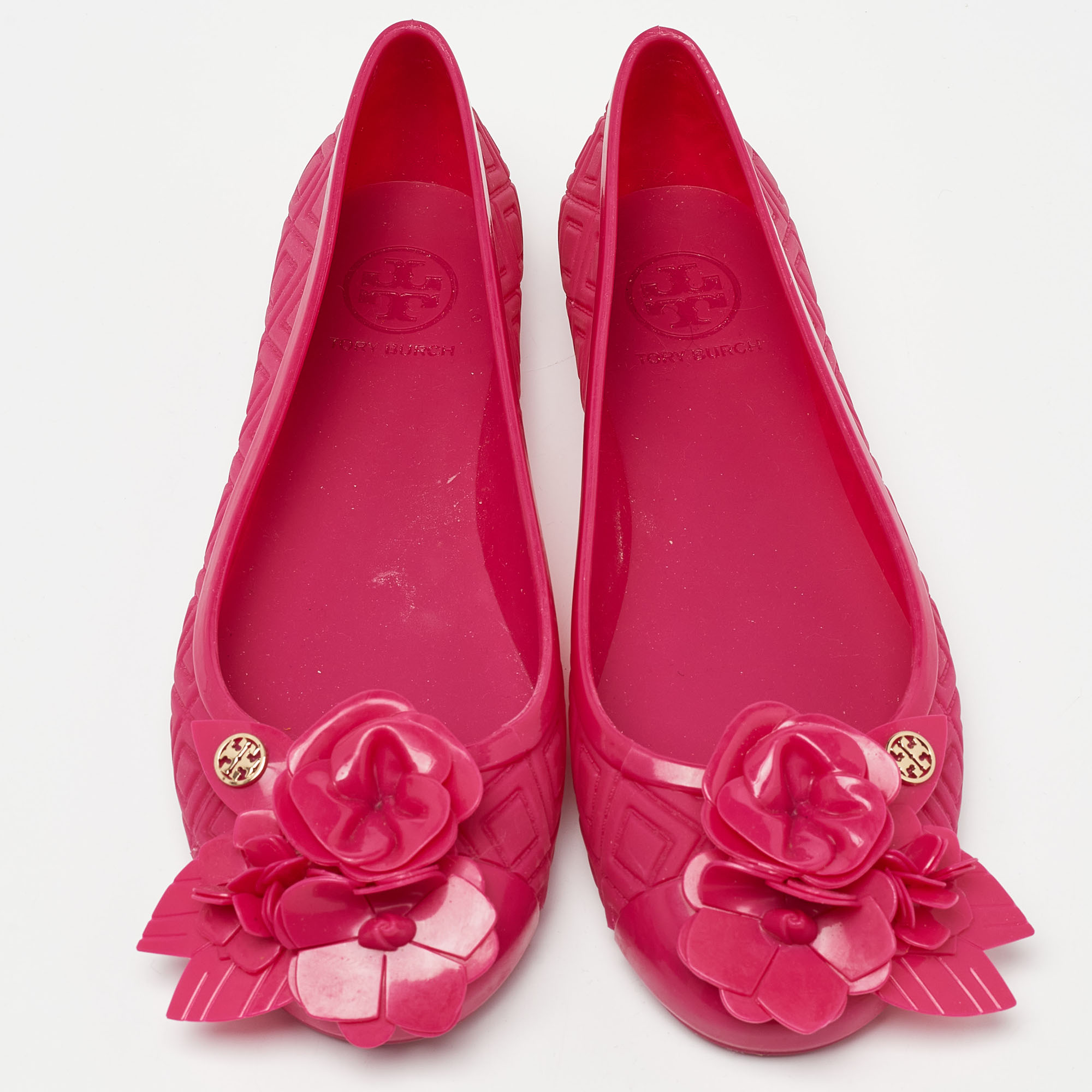 Tory Burch Red Rubber Bow Ballet Flats Size 35 