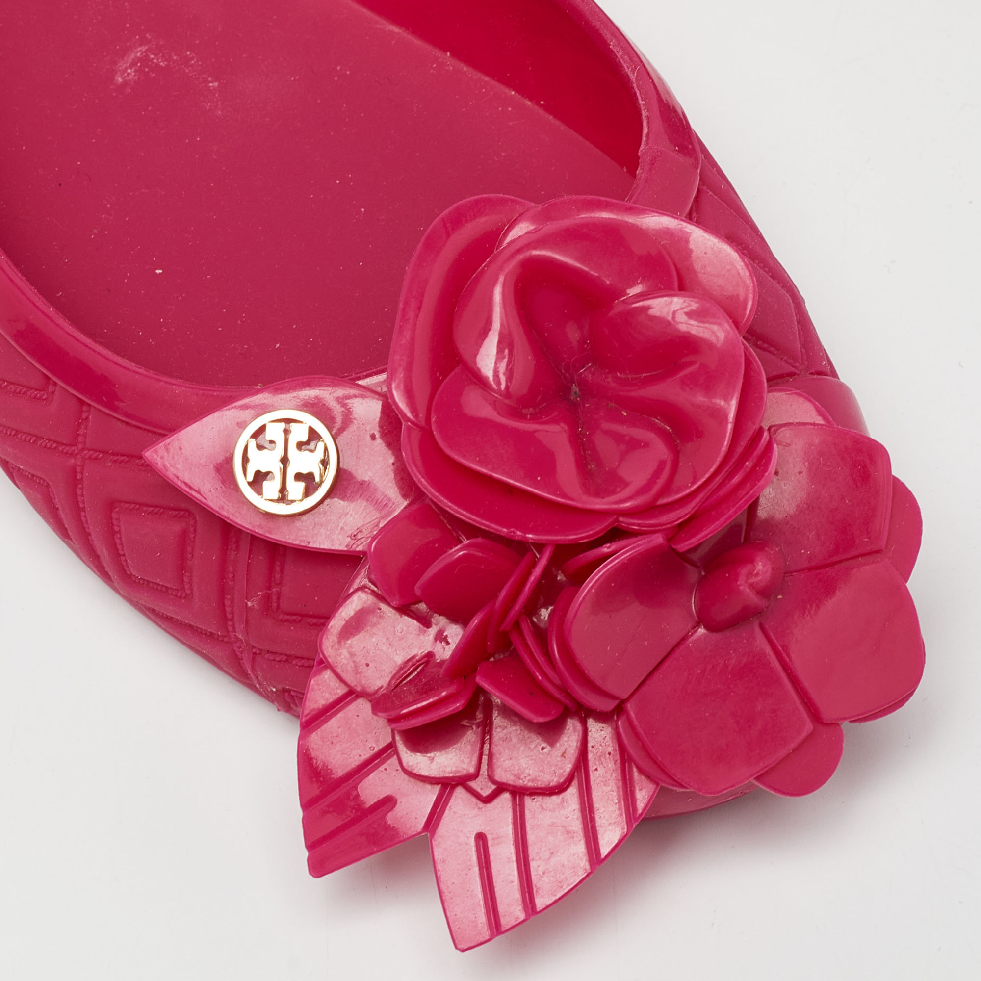 Tory Burch Red Rubber Bow Ballet Flats Size 35 