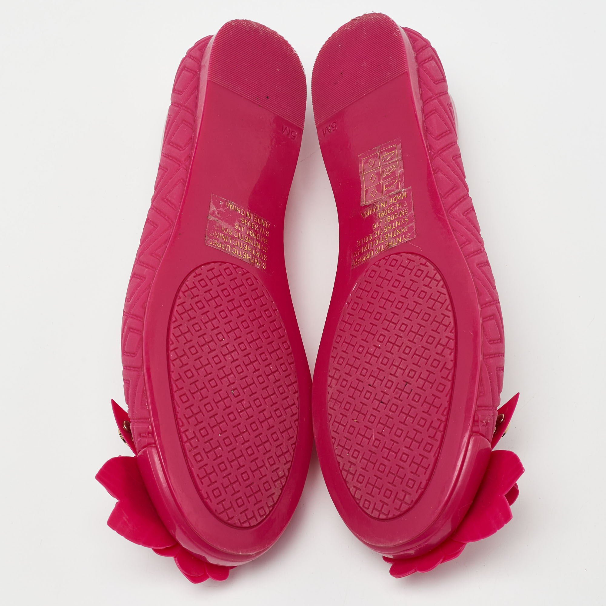 Tory Burch Red Rubber Bow Ballet Flats Size 35 