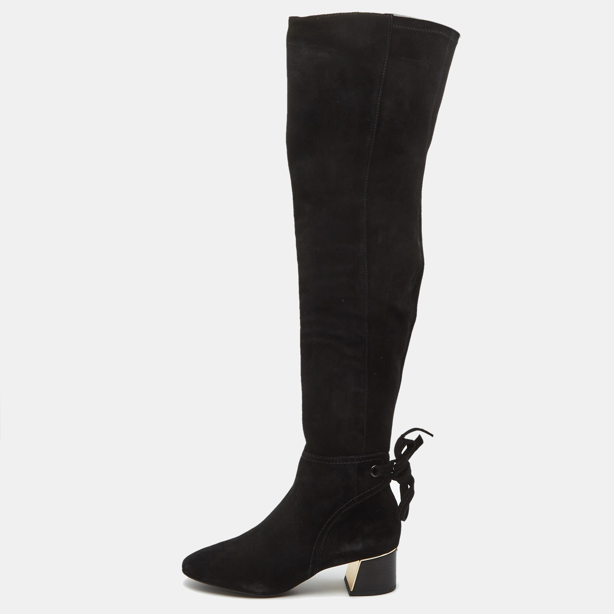 

Tory Burch Black Suede Over The Knee Length Block Heel Boots Size