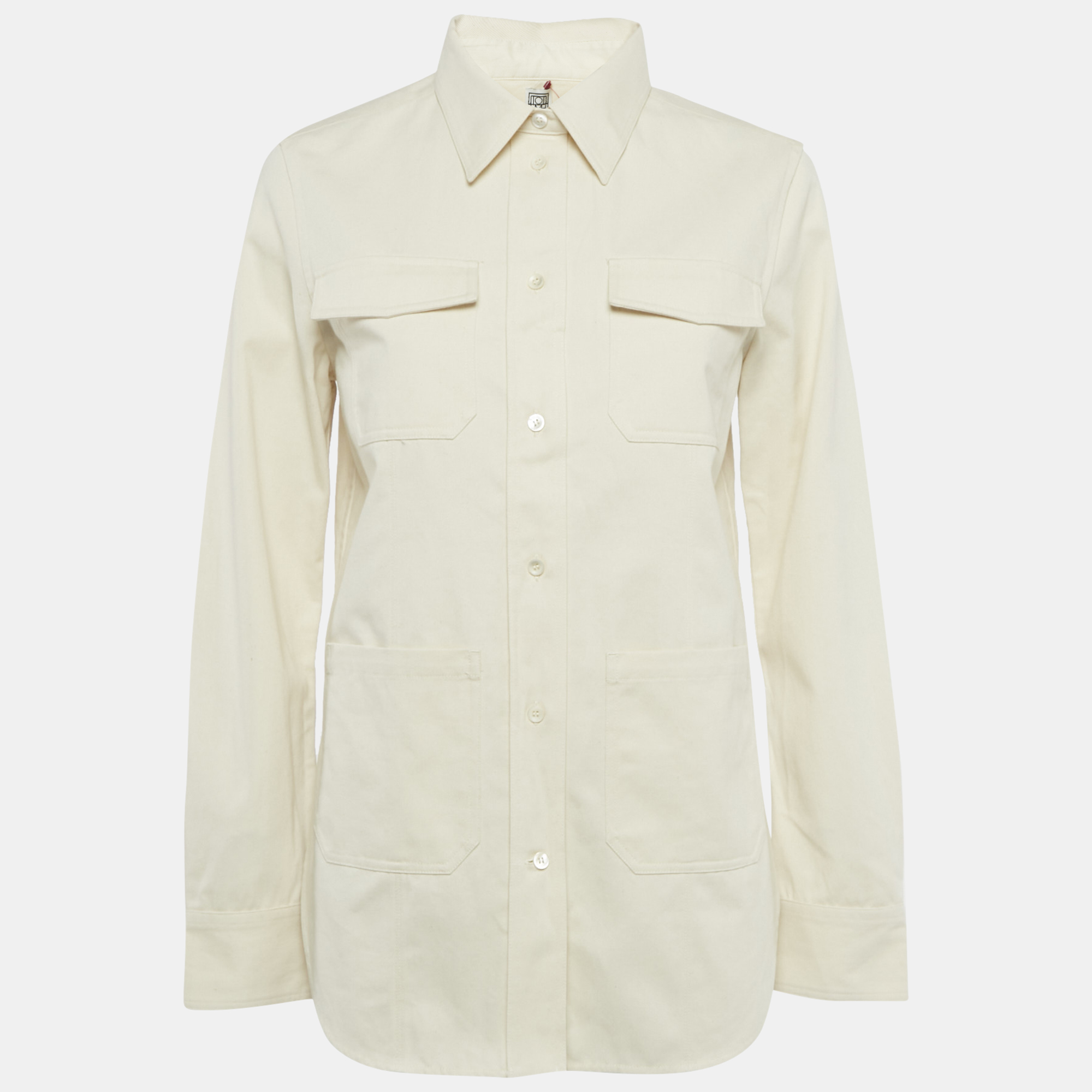 Pre-owned Totême Beige Organic Cotton Patch Pocket Shirt S In Yellow