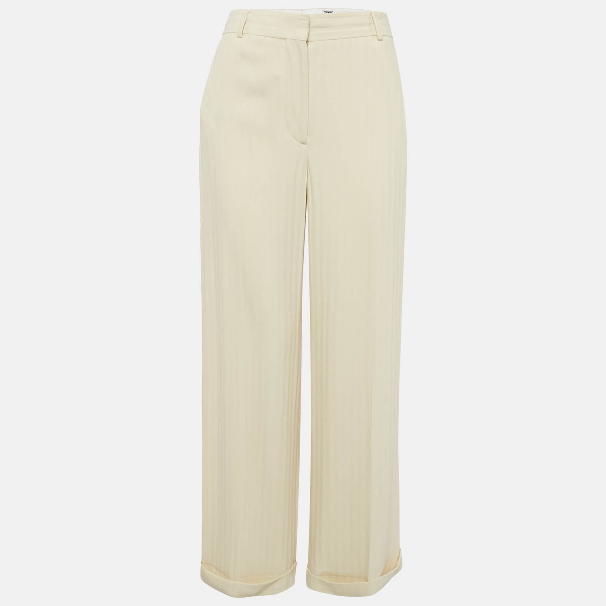 

Toteme Cream Herringbone Tailored Trousers S