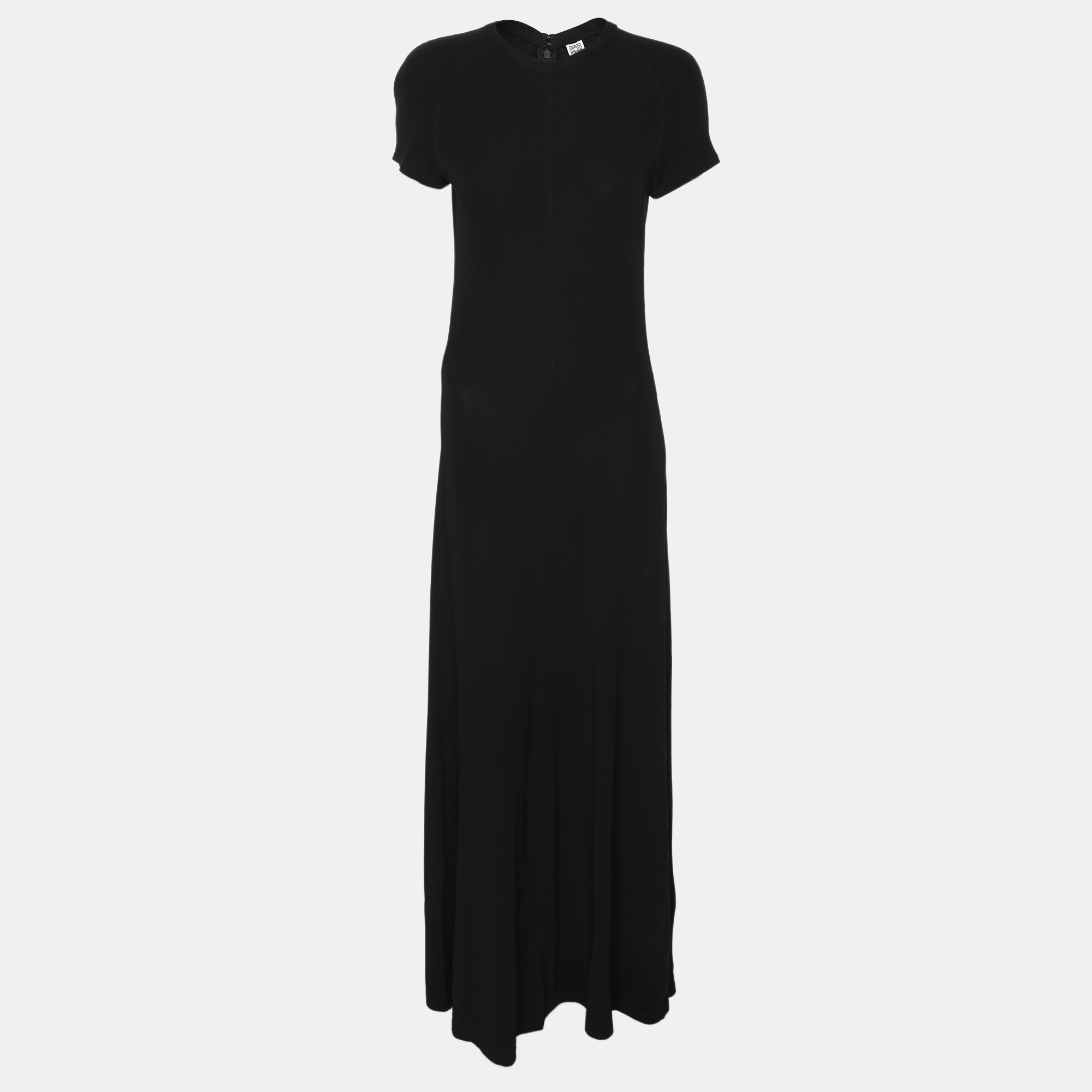 

Toteme Black Fluid Jersey Short Sleeves Flared Maxi Dress XS