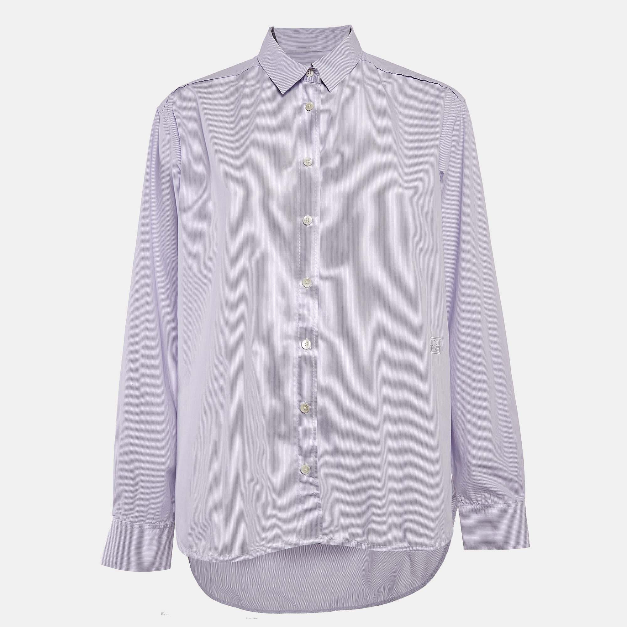 

Toteme Purple Pinstripe Cotton Long Sleeve Shirt M