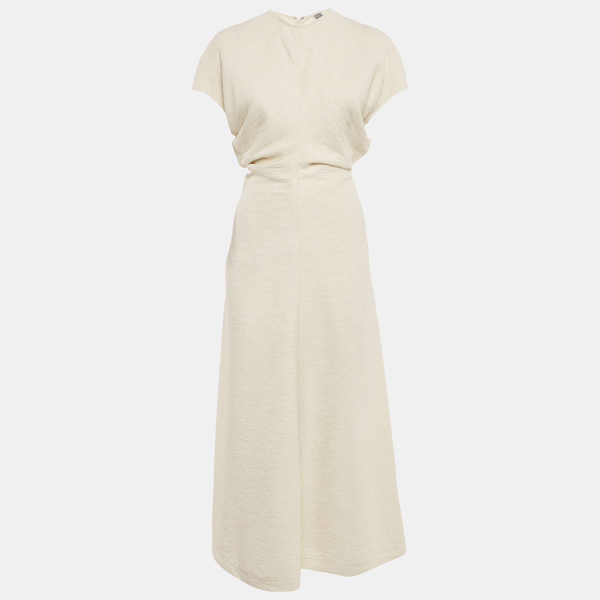 

Toteme Cream Knit Crinkle Textured Maxi Dress XS