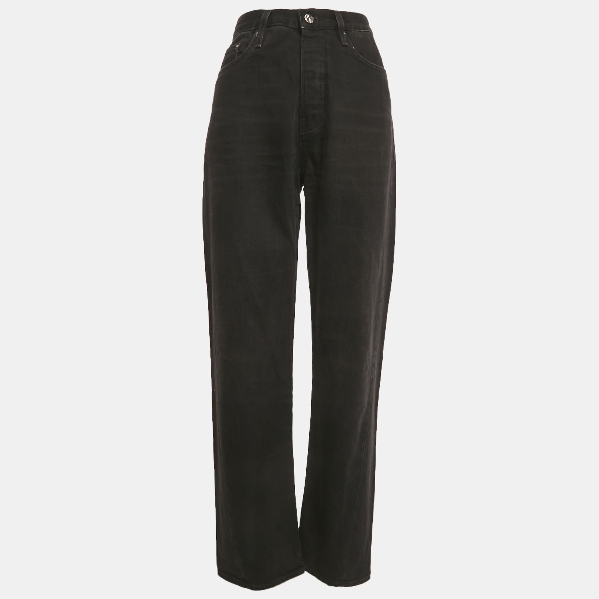 Pre-owned Totême Black Denim Twisted Seam Denim Full Length Jeans M/waist 28"