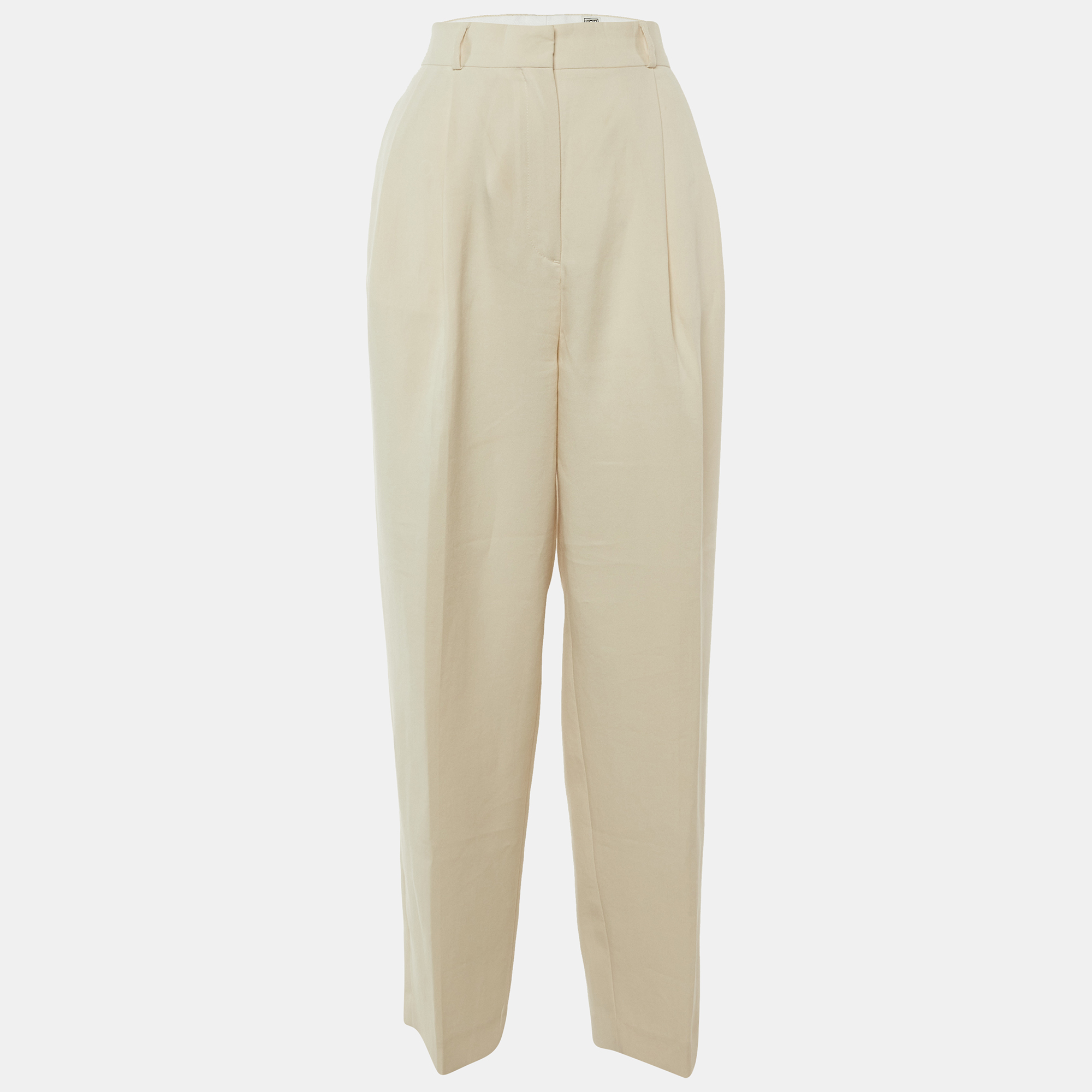

Toteme Cream Crepe Pleated Trousers S/Waist 31"