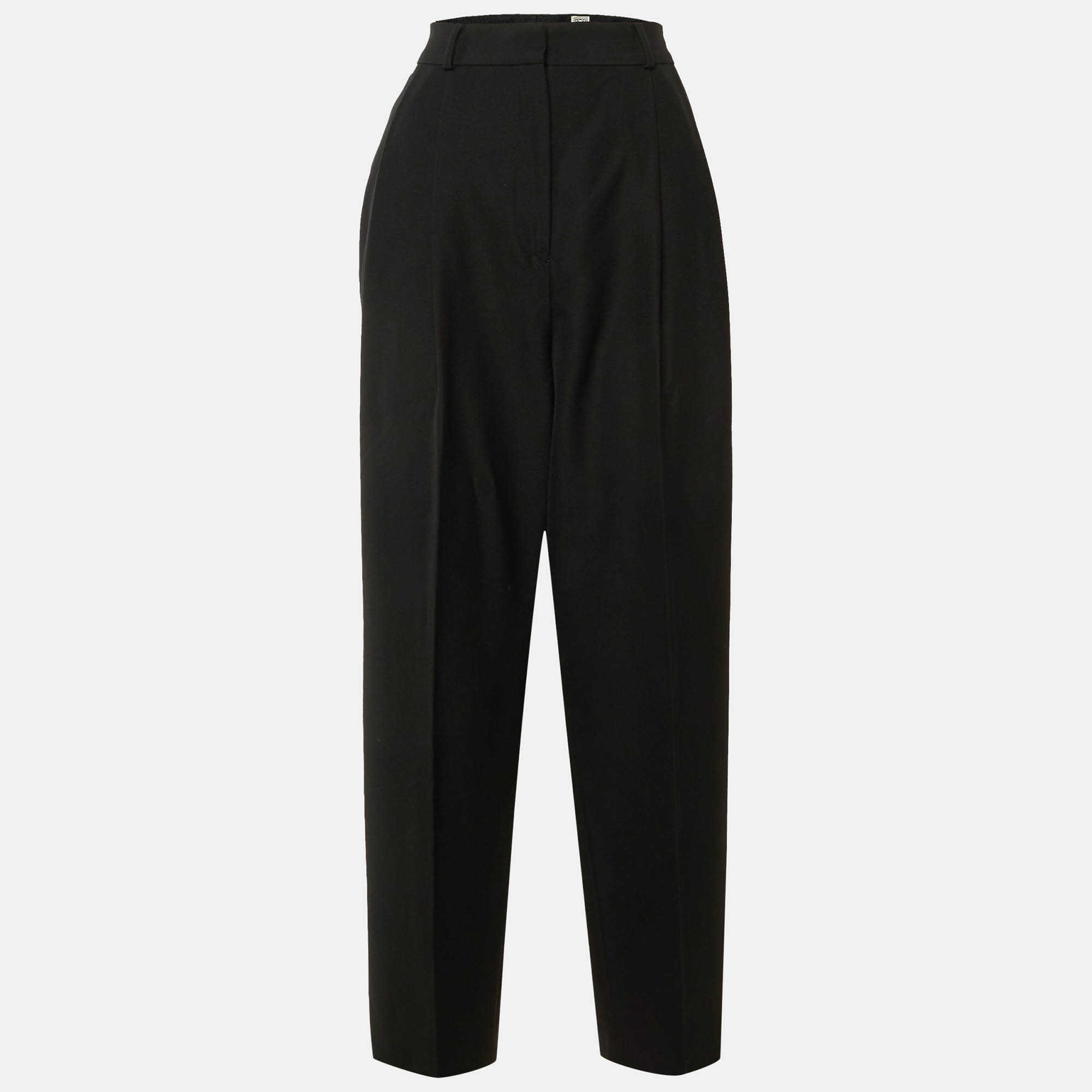 Pre-owned Totême Black Wool Blend Double Pleated Tailored Trousers S