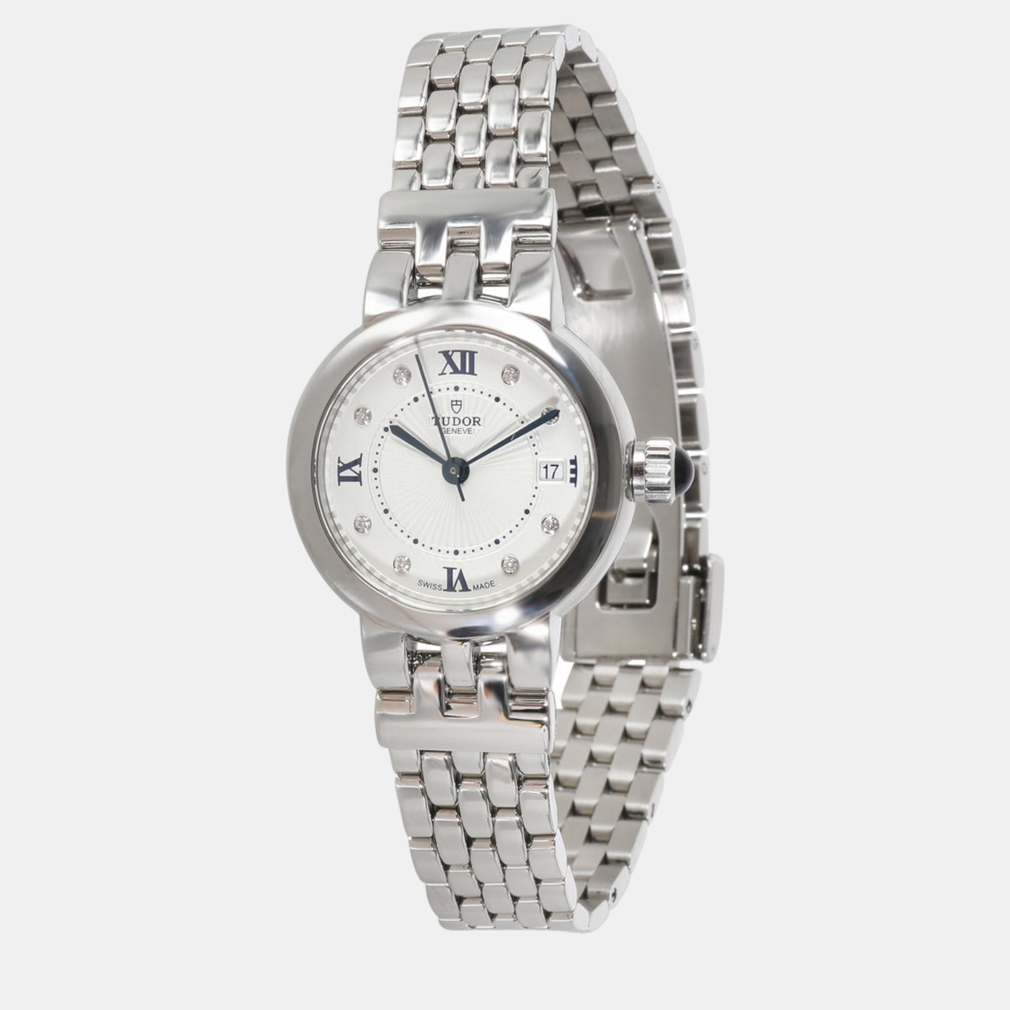 

Tudor Silver Stainless Steel Claire De Rose 35200 Automatic Women's Wristwatch 26 mm