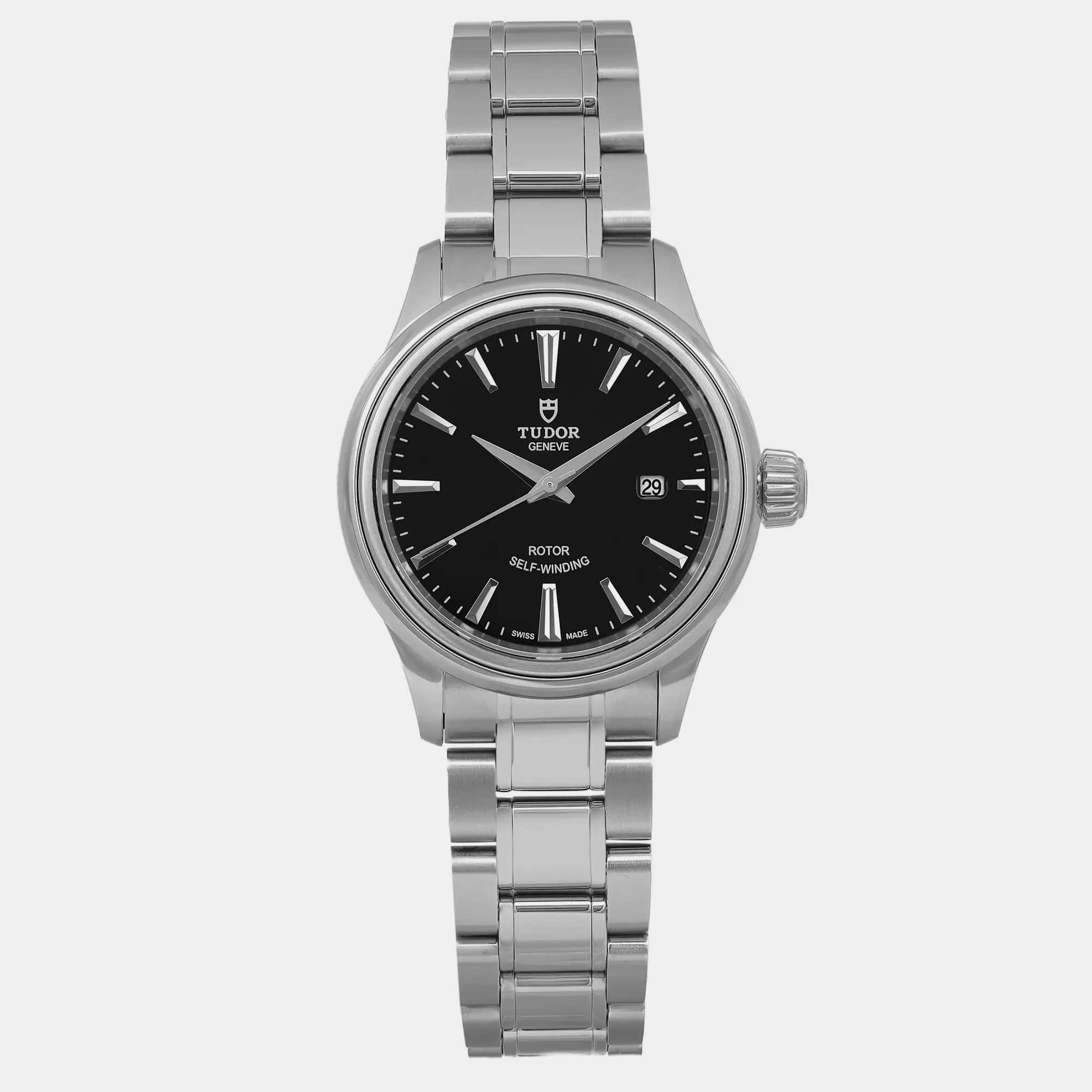 

Tudor Black Stainless Steel Style 12100-0002 Automatic Women's Wristwatch 28 mm