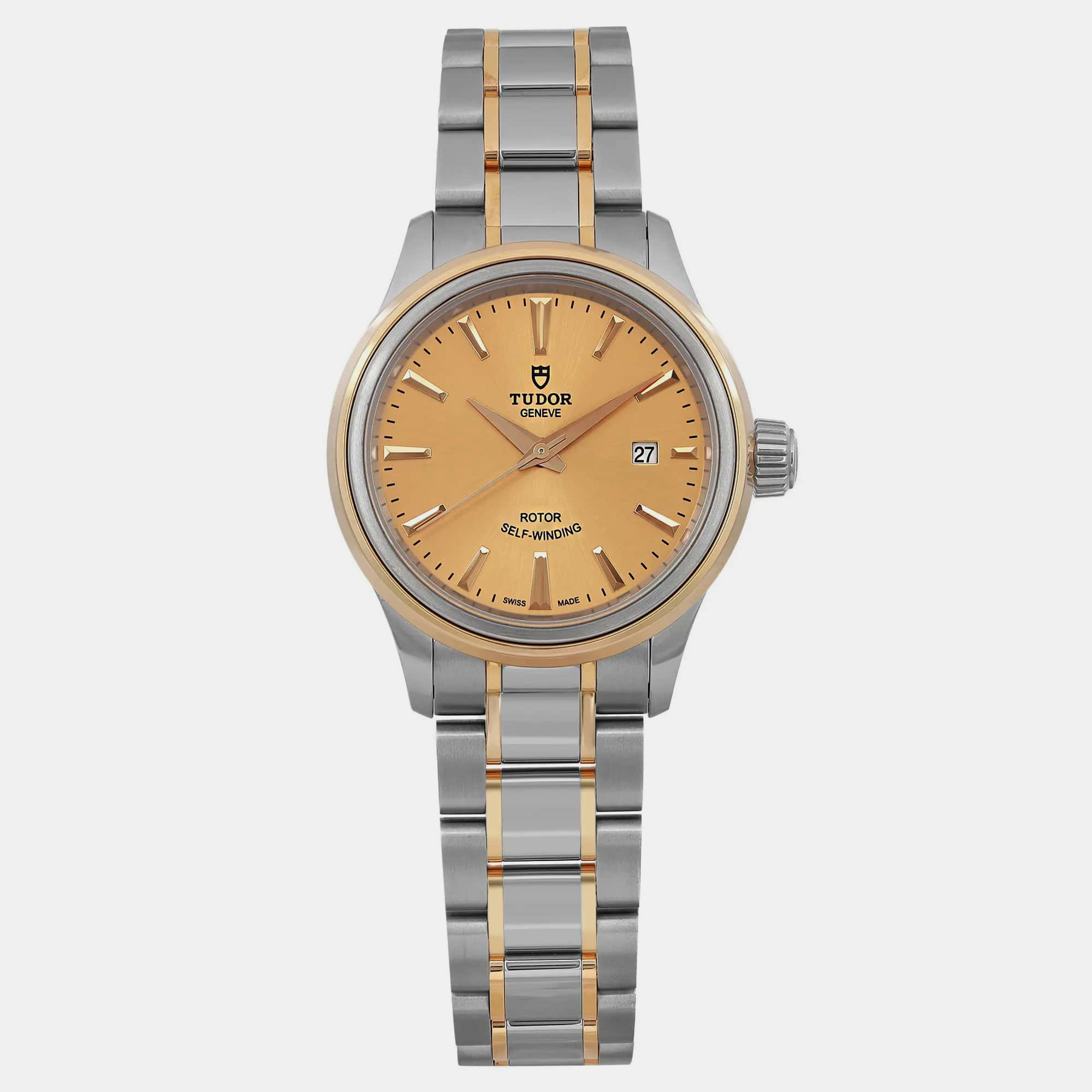 

Tudor Champagne 18K Yellow Gold Stainless Steel Style 12103-0001 Automatic Women's Wristwatch 28 mm