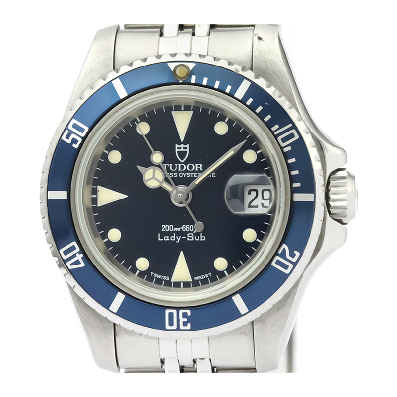 Pre Owned Tudor Blue Stainless Steel Prince Oyster Date 96090 Women's Wristwatch 27MM