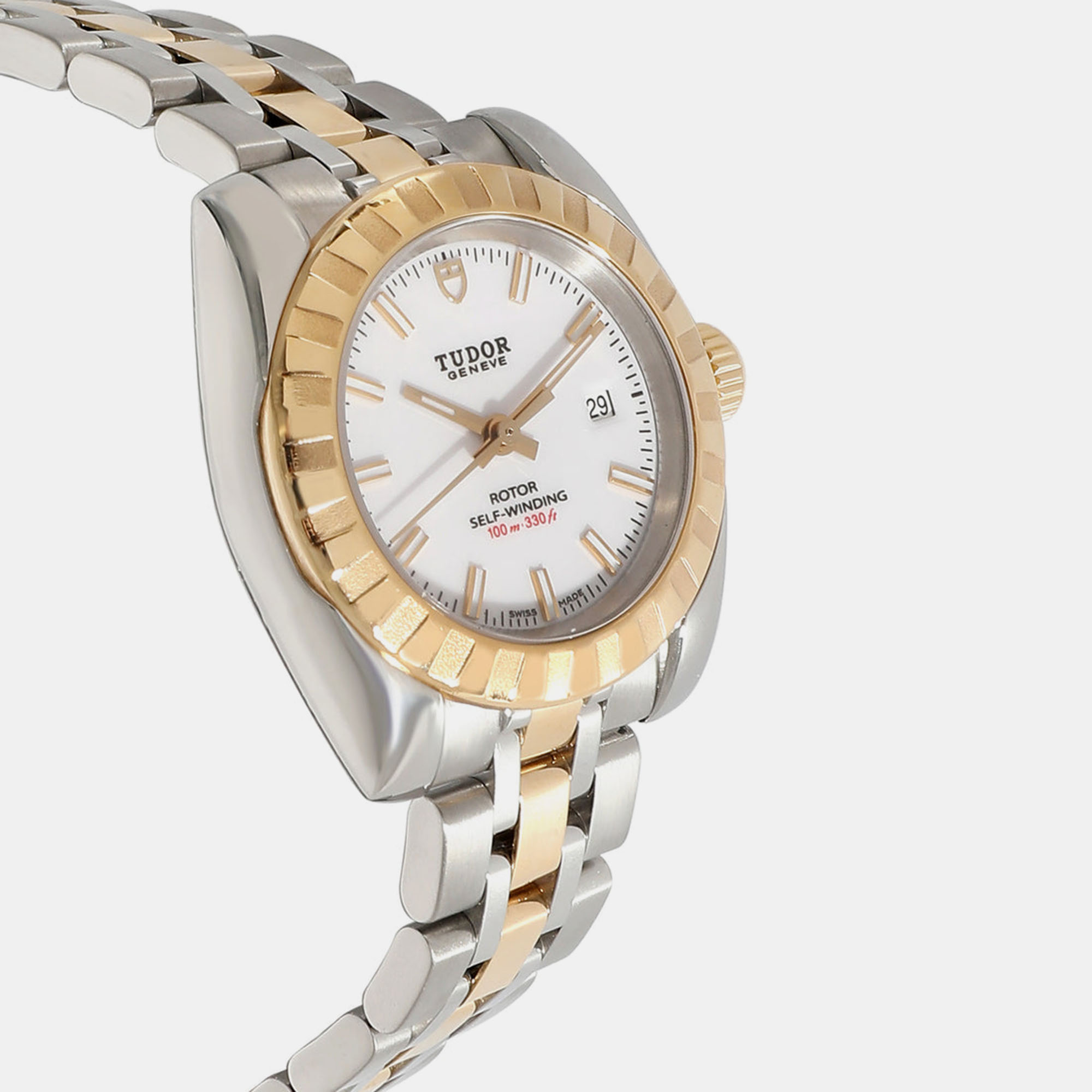 

Tudor White 18k Yellow Gold And Stainless Steel Classic 22013 Automatic Women's Wristwatch 28 mm