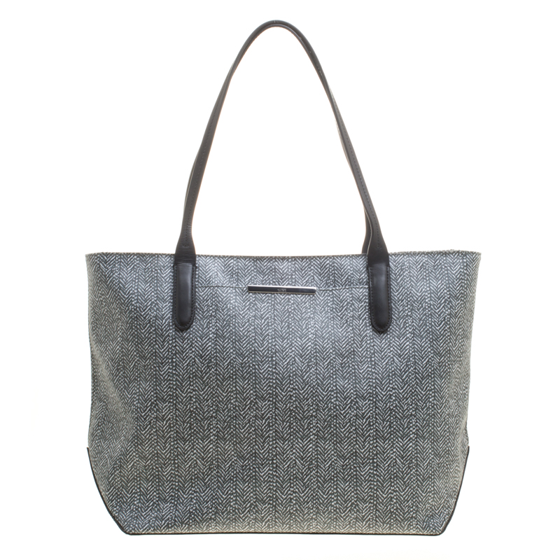 Tumi Grey Canvas Coated and Leather Trim Tote TUMI | The Luxury Closet