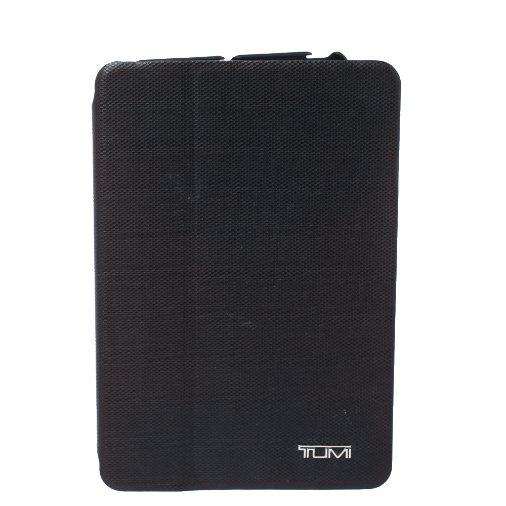 Pre-owned Tumi Black Leather And Rubber Ipad Case