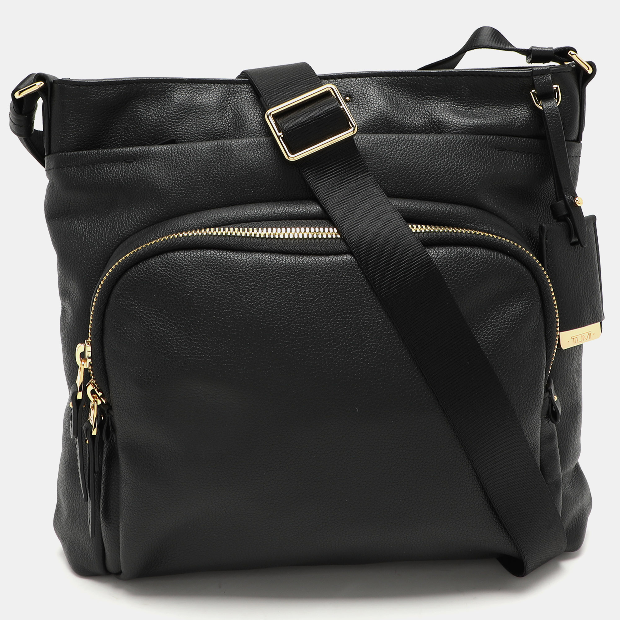 

TUMI Black Leather Voyageur Messenger Bag