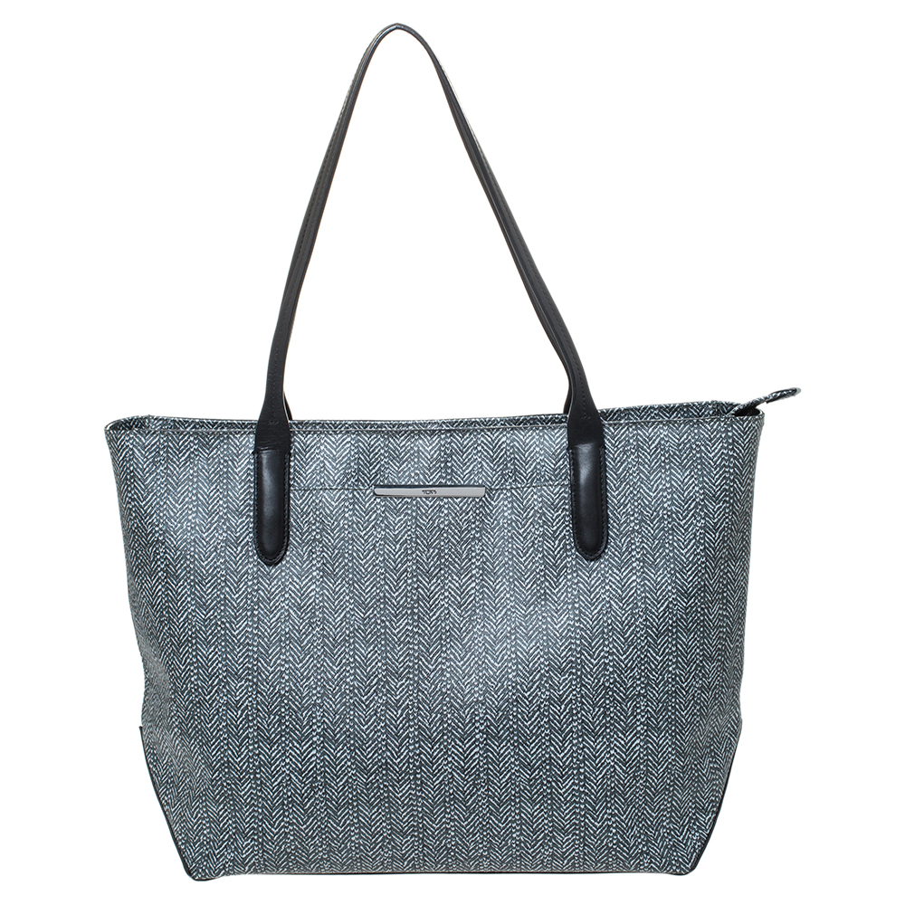 Tumi Grey/Black Coated Canvas and Leather Shopper Tote TUMI | TLC