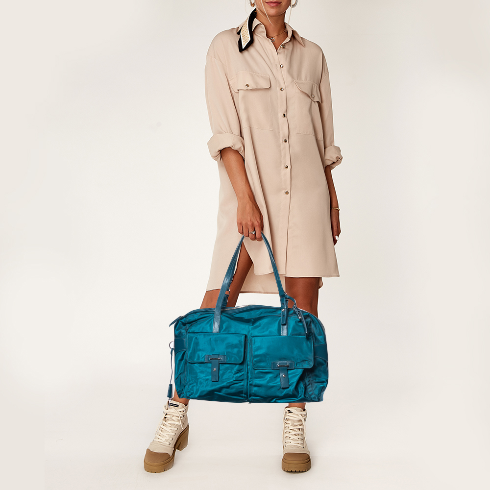 

TUMI Blue Nylon and Leather Cortina Boarding Bag