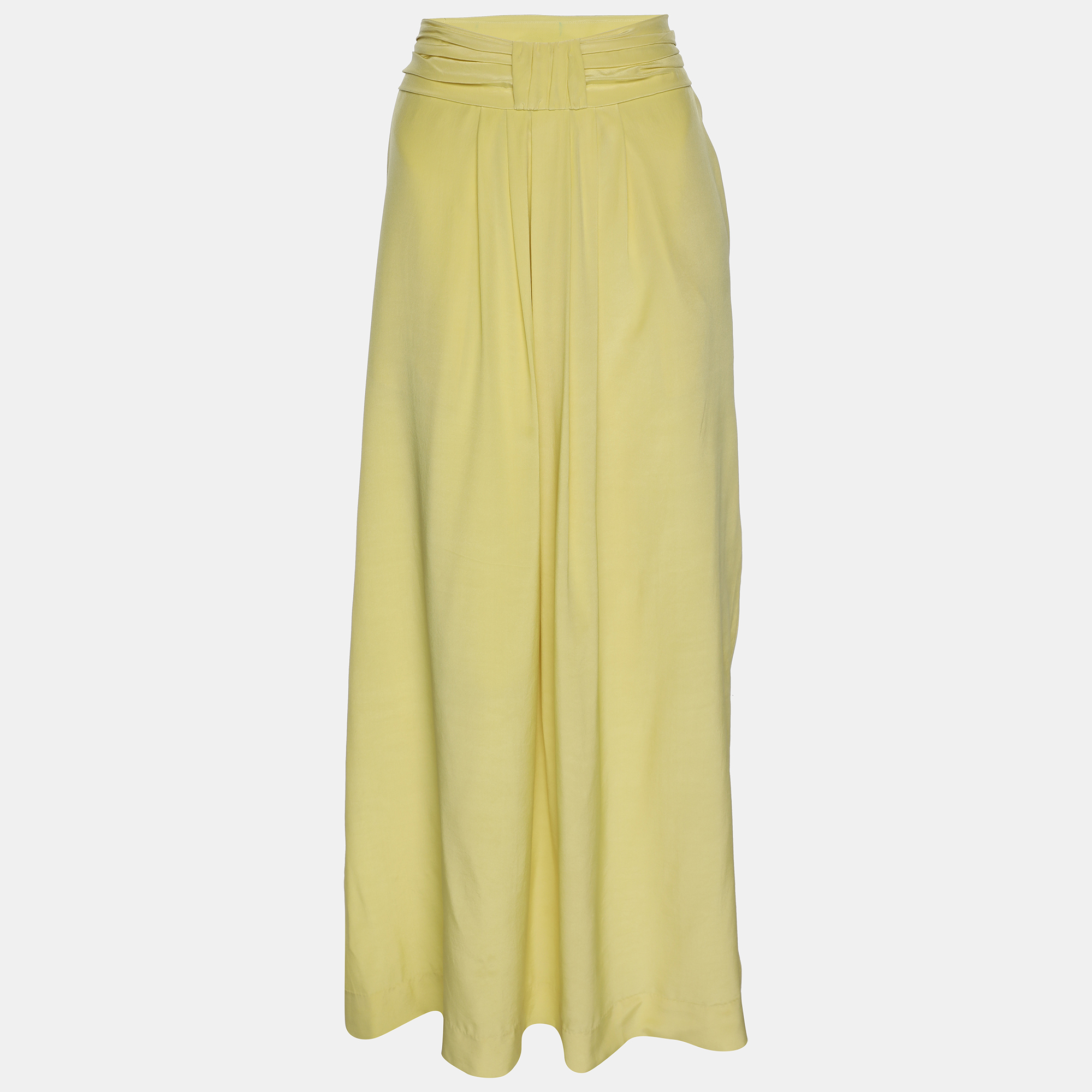 Pre-owned Twenty8twelve Yellow Silk Pleated Midi Skirt S