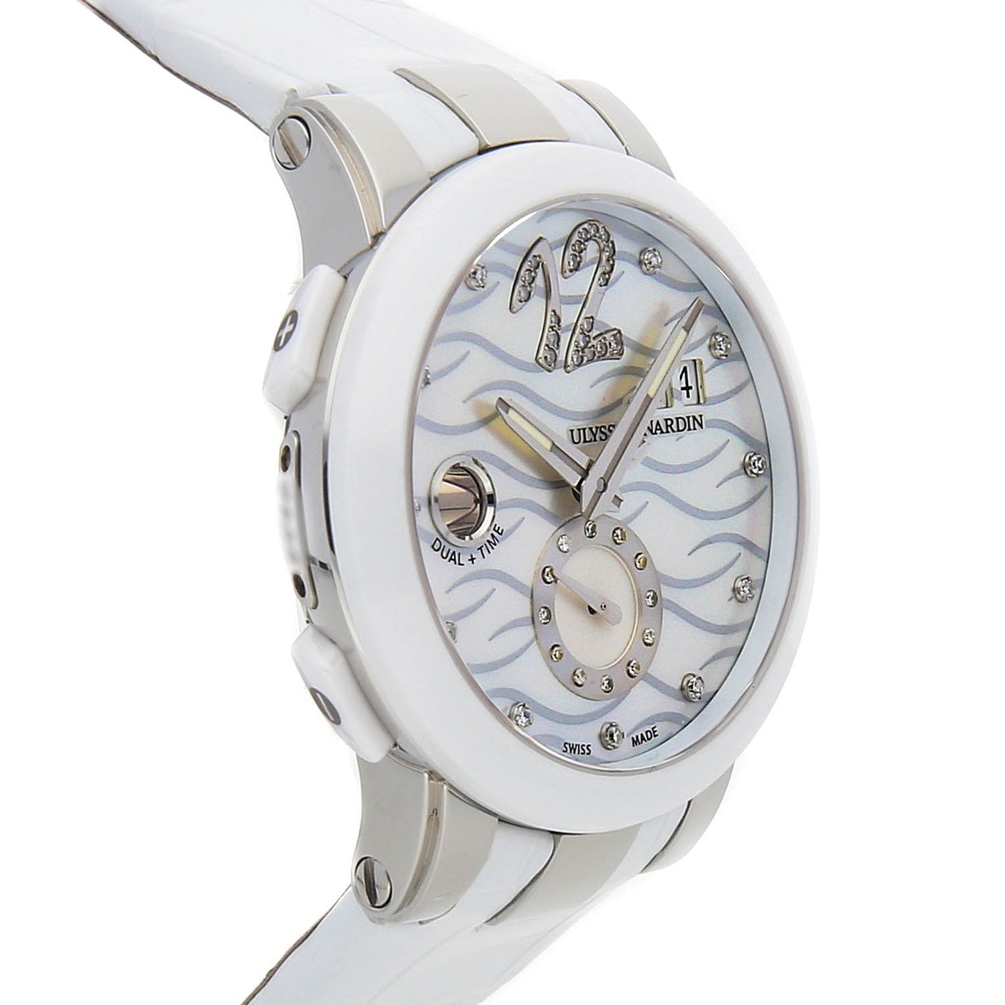 

Ulysse Nardin MOP Diamonds Stainless Steel Executive Dual Time Lady, White