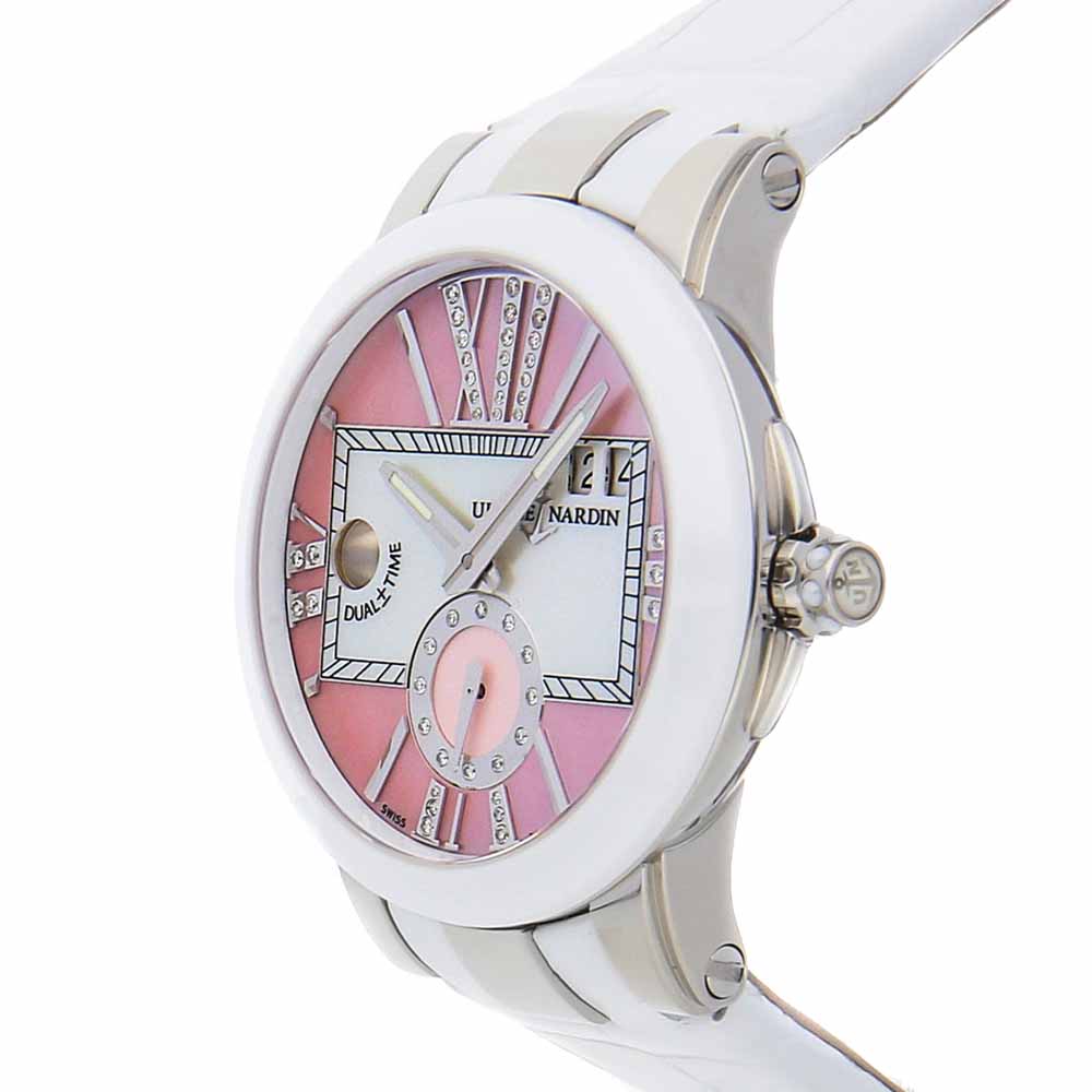

Ulysse Nardin Pink MOP Diamonds Stainless Steel Executive Dual Time Lady