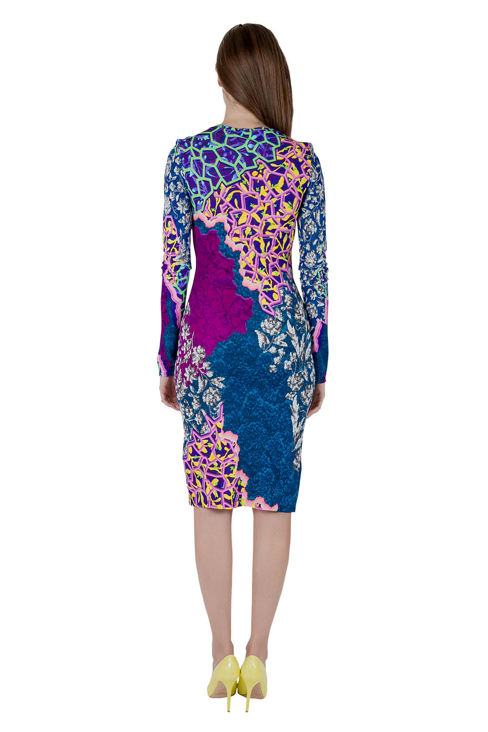 Pre-owned Peter Pilotto Multicolor Marine Print Jersey Long Sleeve Bodycon Dress S