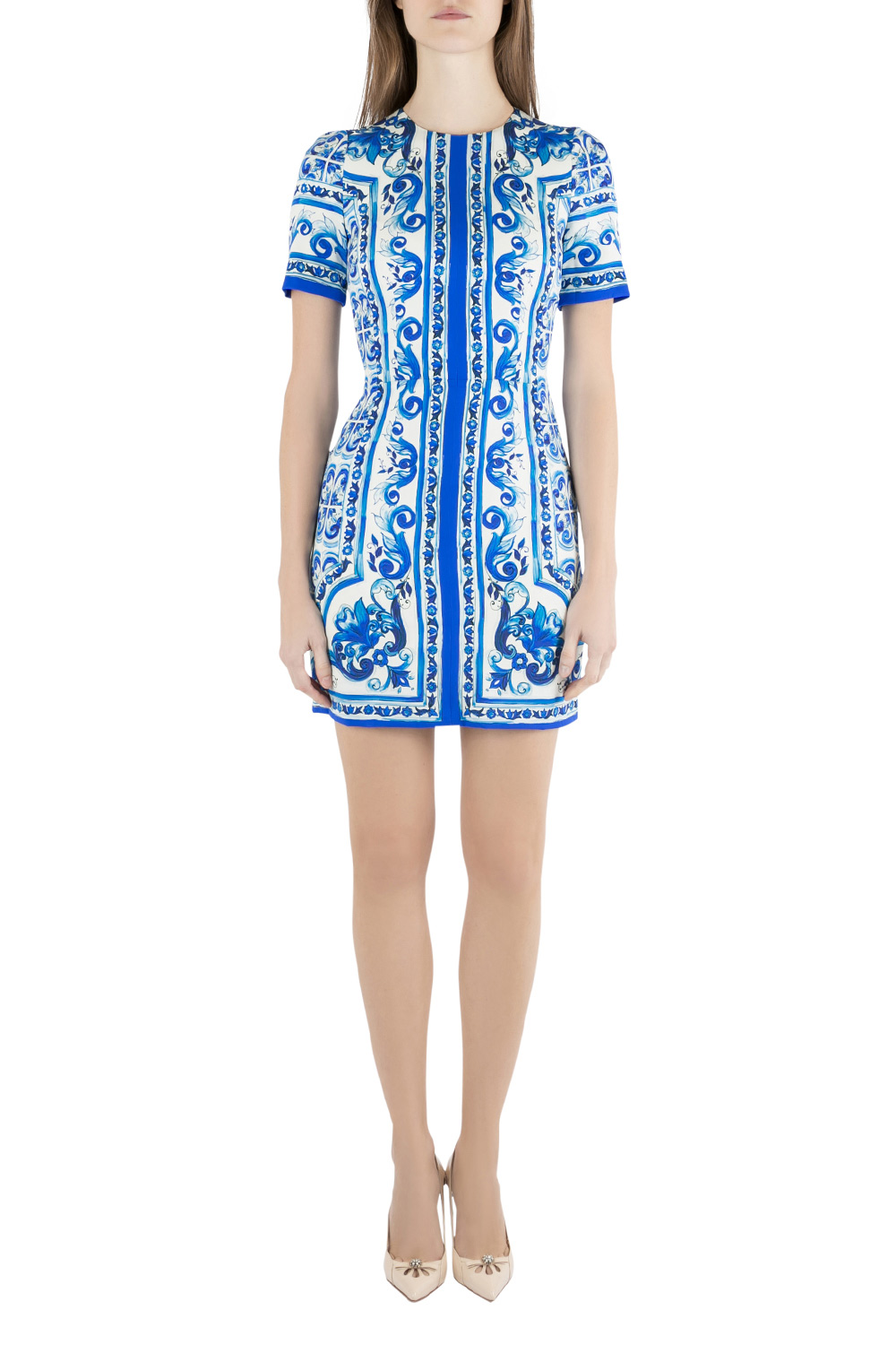 dolce and gabbana blue and white dress