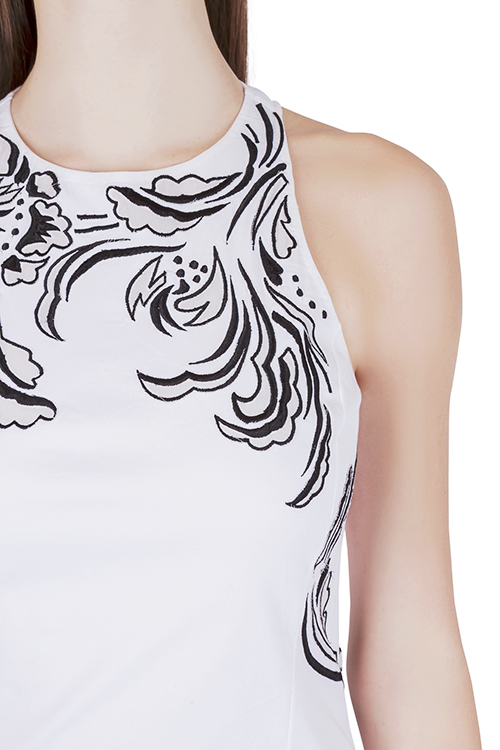 Pre-owned Roberto Cavalli White Cotton Poplin Contrast Embroidered Sleeveless Dress S