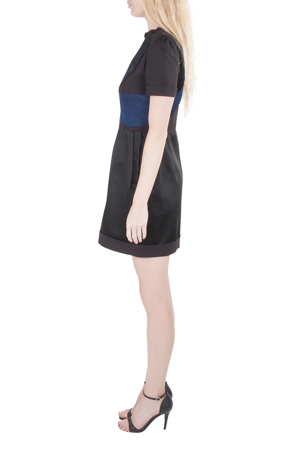 

Victoria Victoria Beckham Black Contrast Jacquard Paneled Zip Front Dress