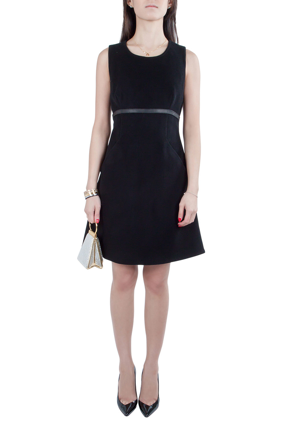 Pre Owned DSquared2 Black Felted Wool Sleeveless A Line Bow Detail Dress M 