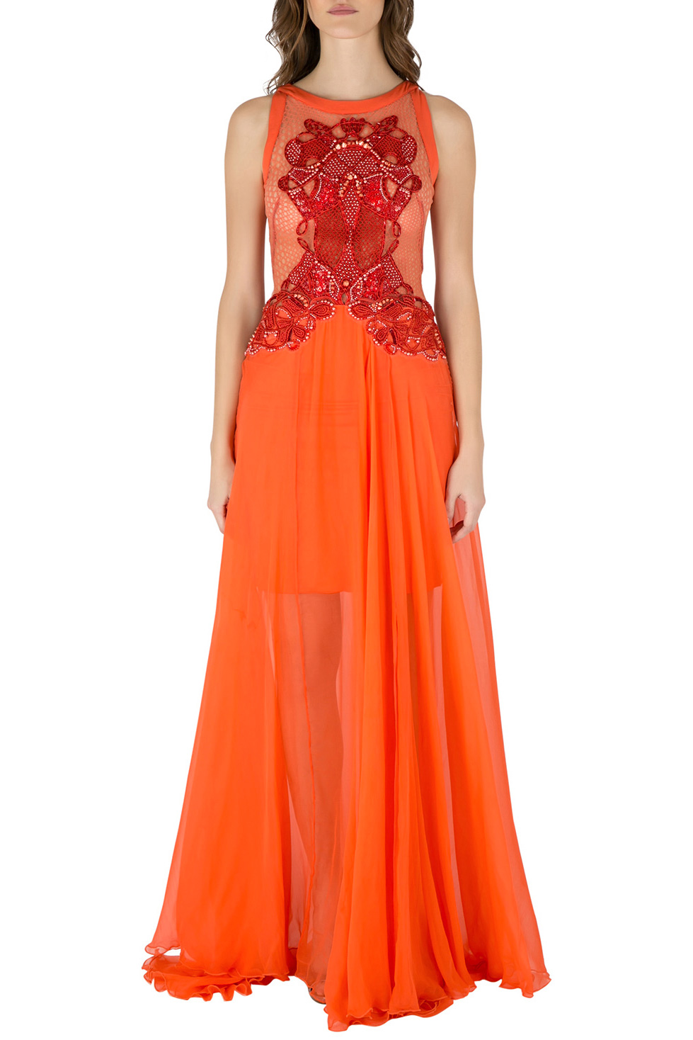Zuhair Murad Orange Silk Chiffon Embellished Bodice Gown S Zuhair Murad ...