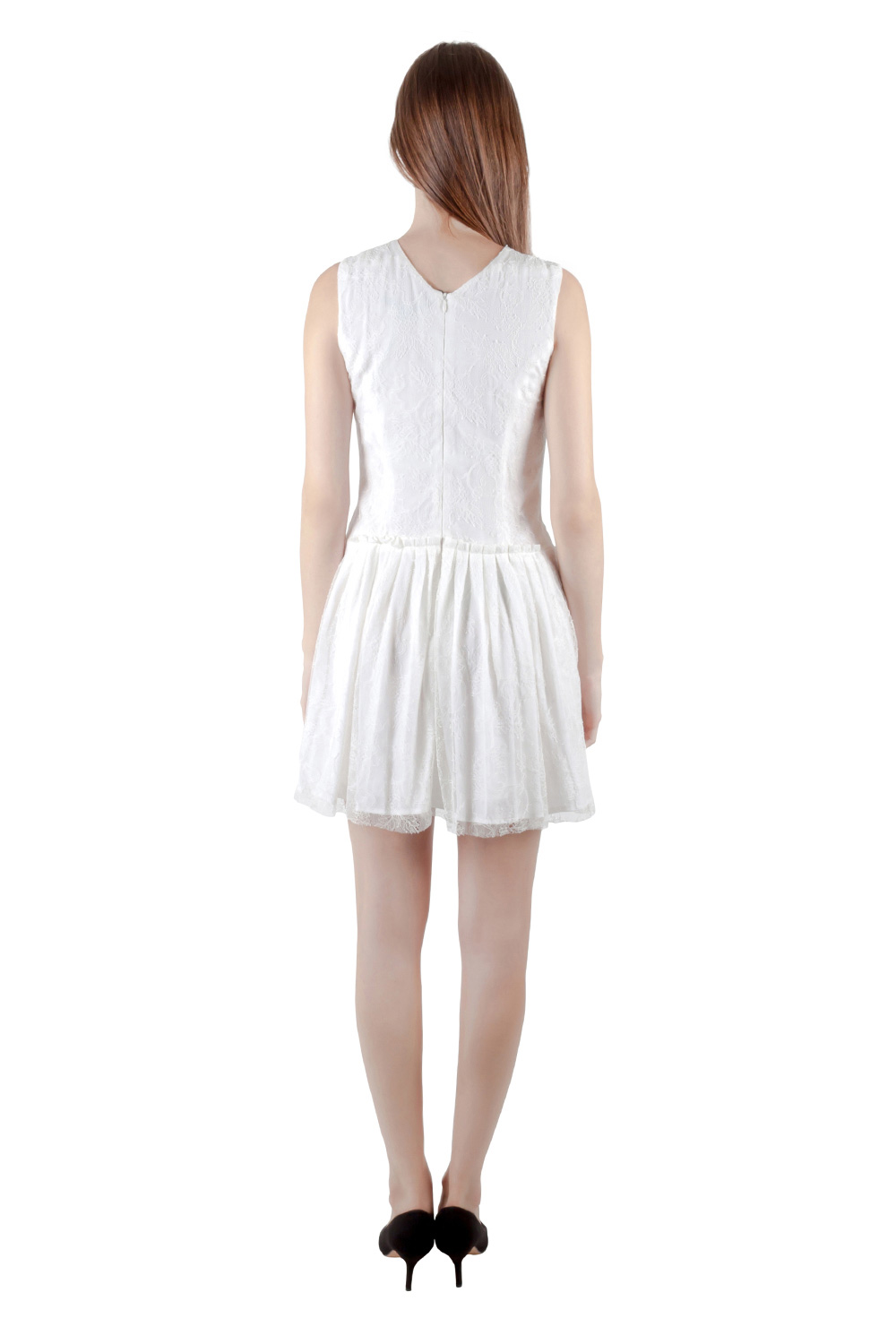 Pre-owned Theory Theyskens  White Lace Sleeveless Dinal Dress M