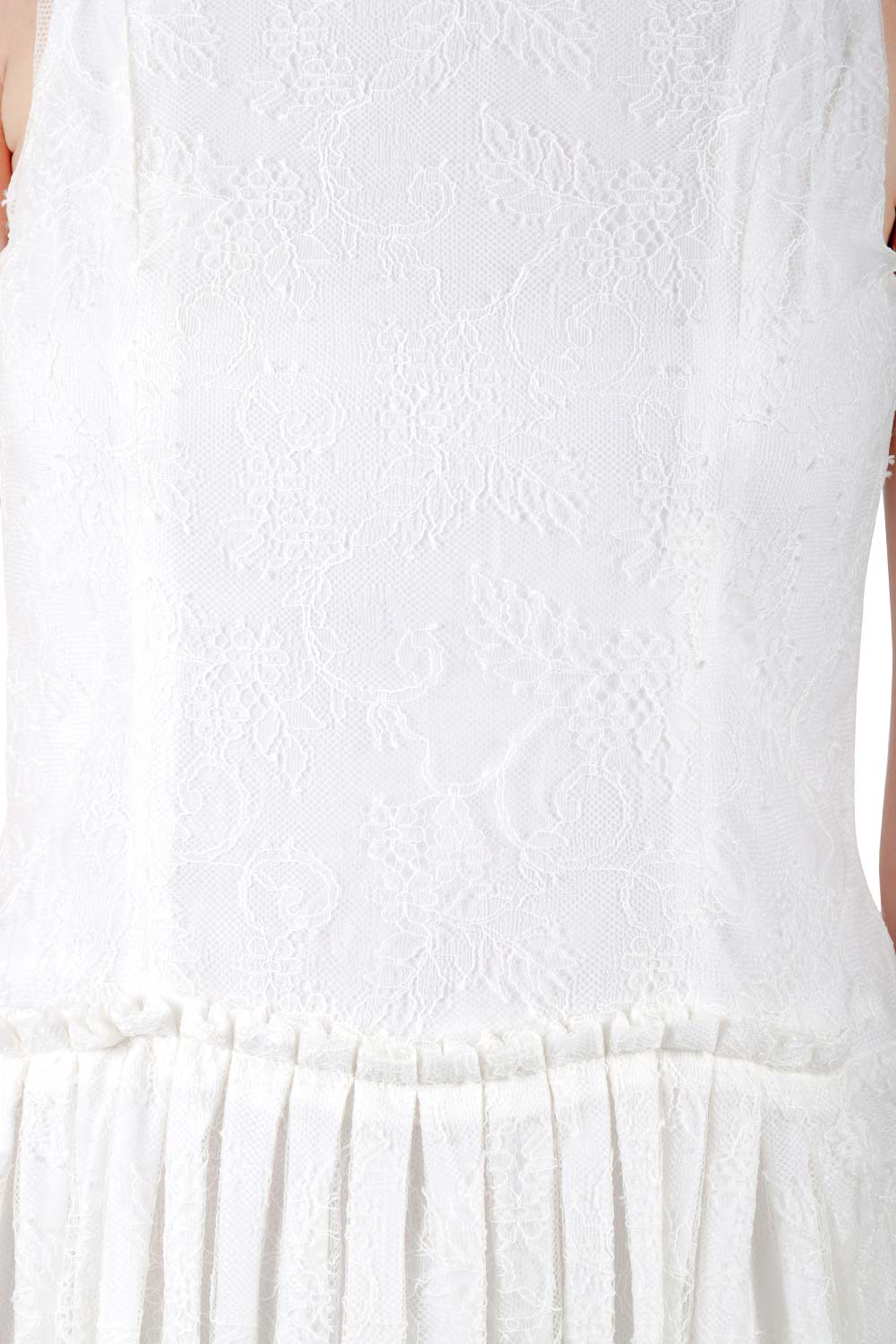 Pre-owned Theory Theyskens  White Lace Sleeveless Dinal Dress M