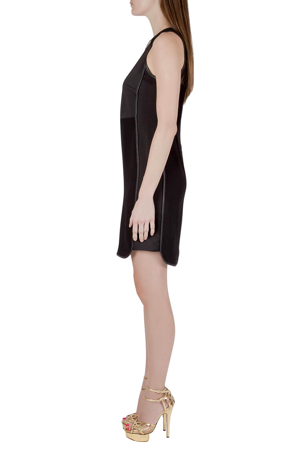 

Rebecca Taylor Black Neoprene and Mesh Embellished Neckline Dress
