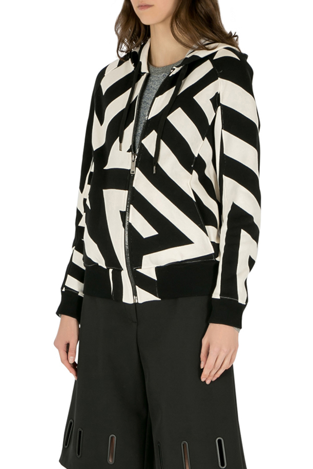 

Gareth Pugh Black and White Geometric Print Hooded Sweatshirt