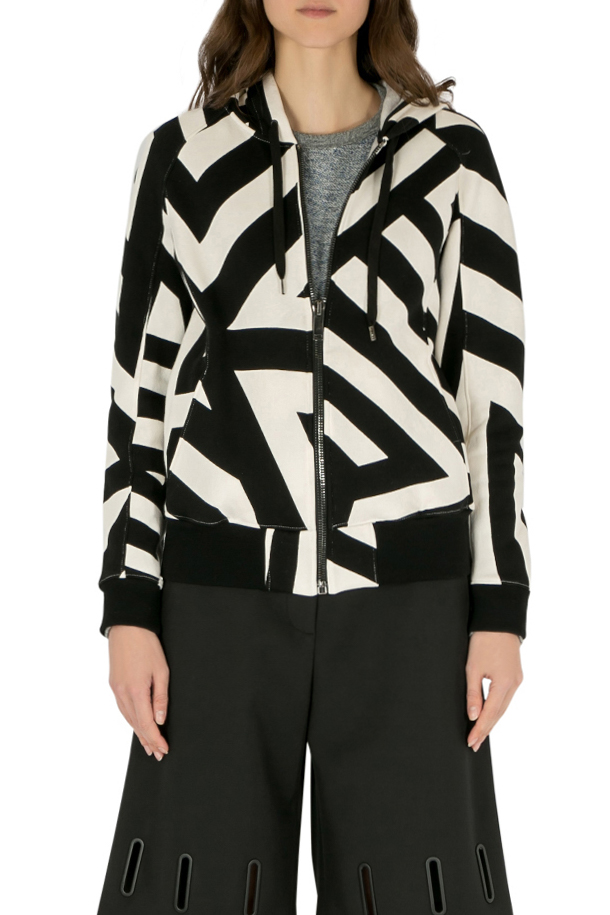 Gareth Pugh Black and White Geometric Print Hooded Sweatshirt M 