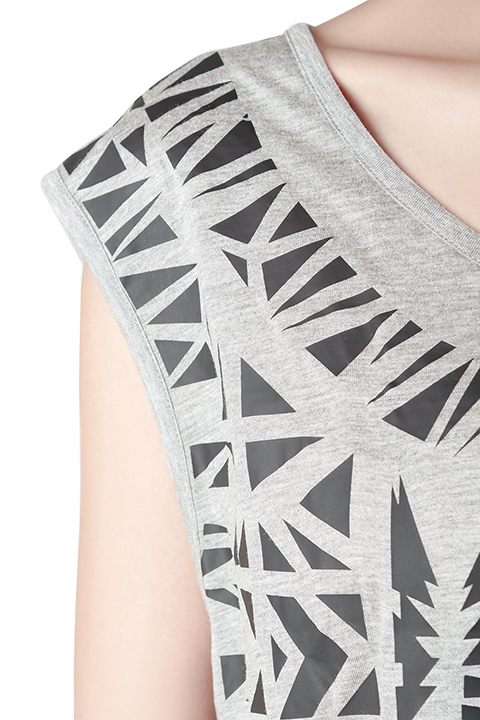 Pre-owned Faith Connexion Monochrome Abstract Print Jersey Mesh Back Sleeveless Tank Dress M In Black