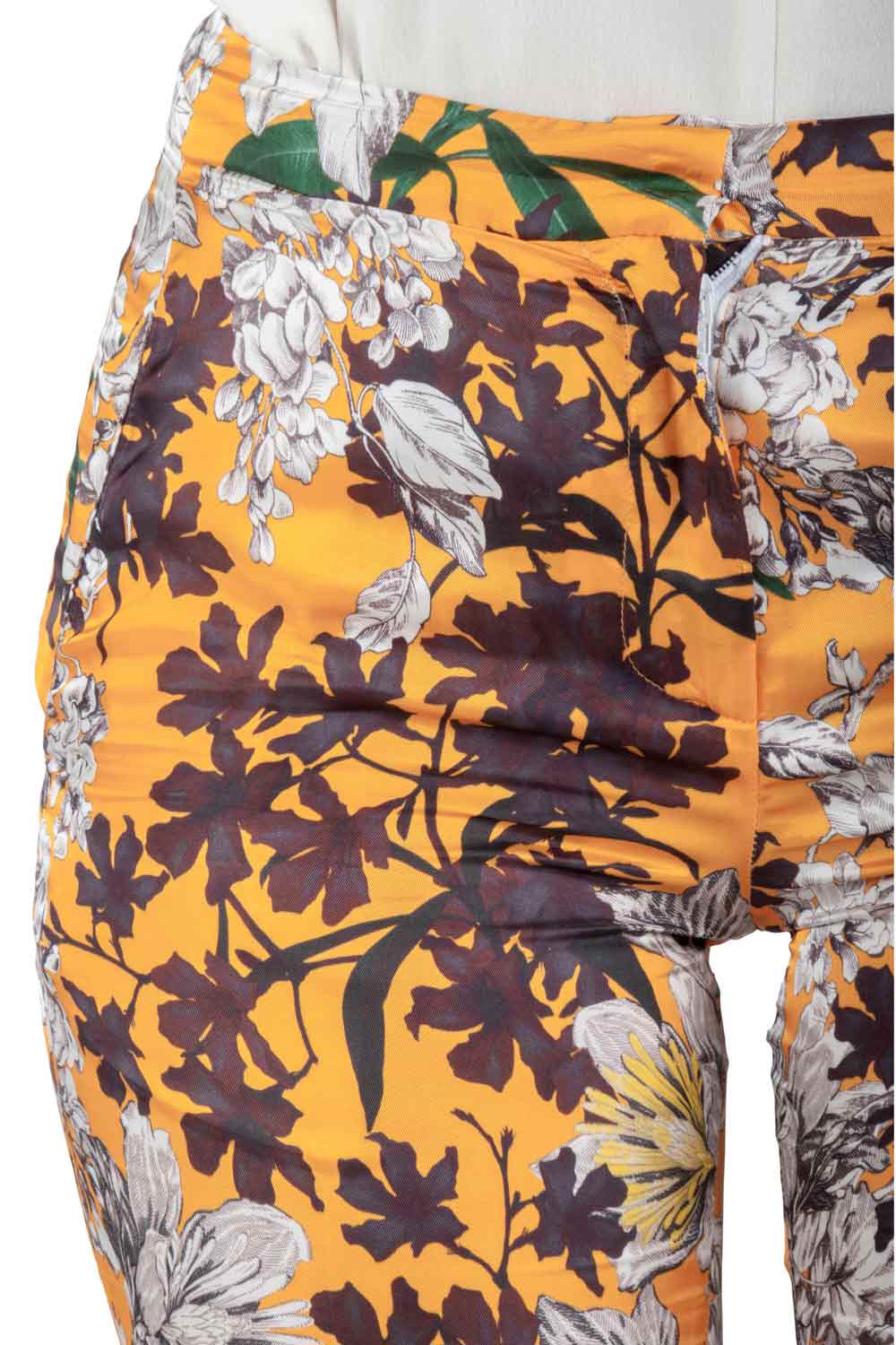 Pre-owned Msgm Orange Floral Print Sateen Relaxed Fit Tapered Trousers S