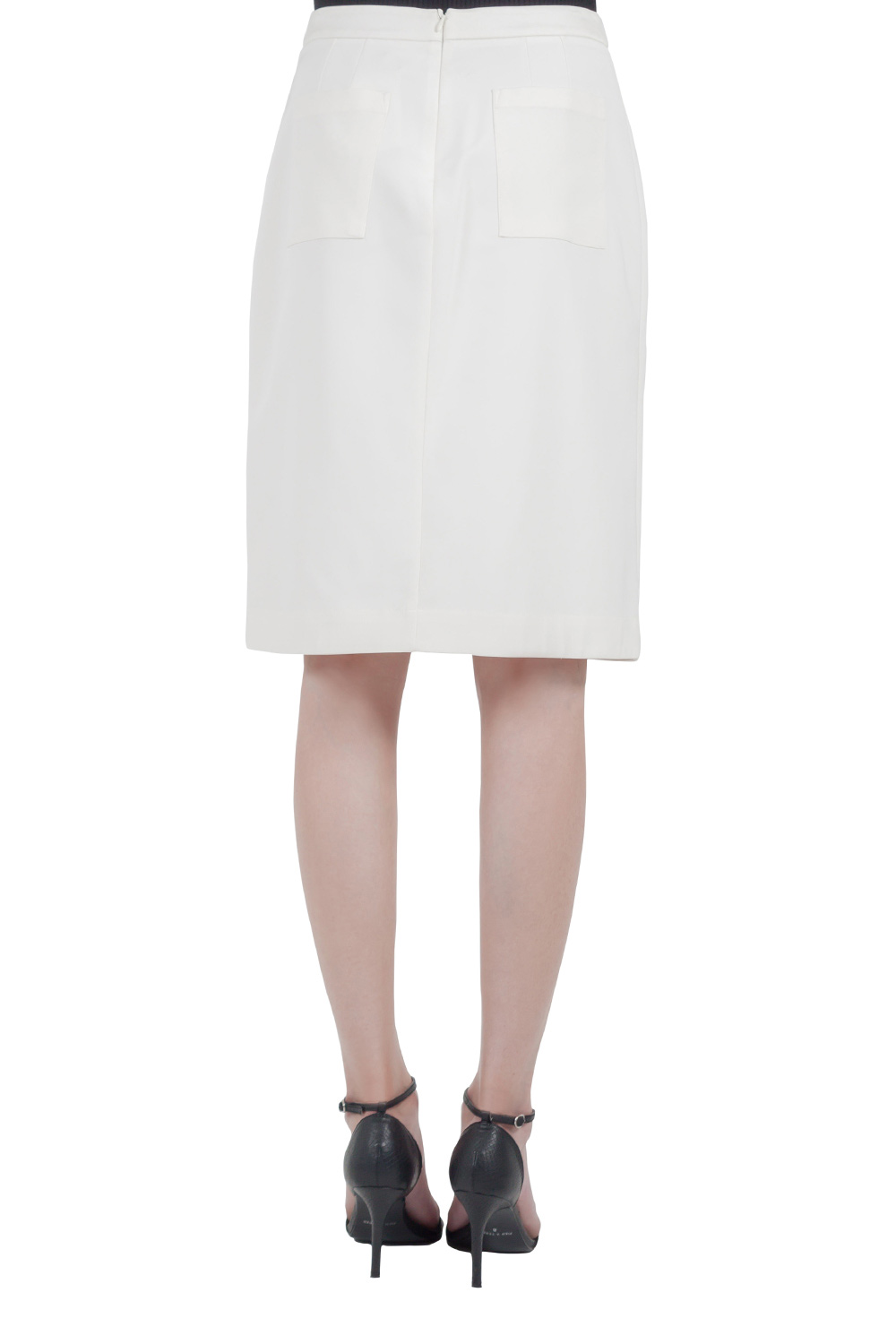 Pre-owned Sophie Hulme Ivory Stretch Gabardine Chain Embellished Inverted Pleat Front Skirt M In Cream