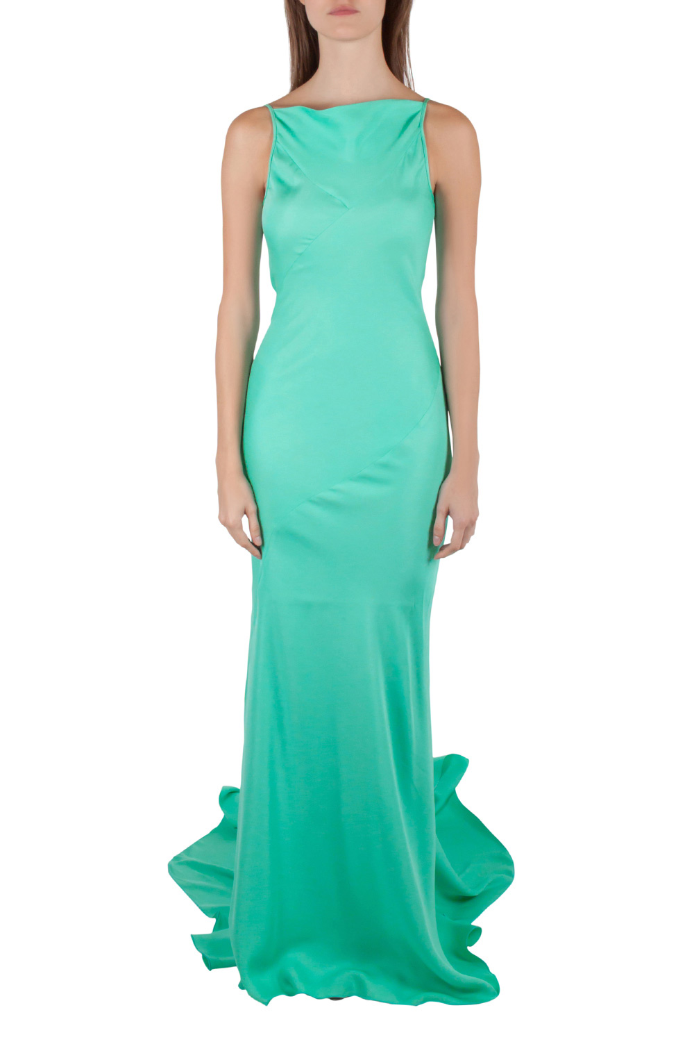 Gareth Pugh Aqua Green Silk Sleeveless Column Gown S Gareth Pugh | TLC