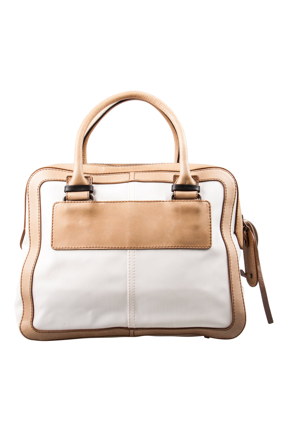 Chloe Beige/White Canvas and Leather Satchel
