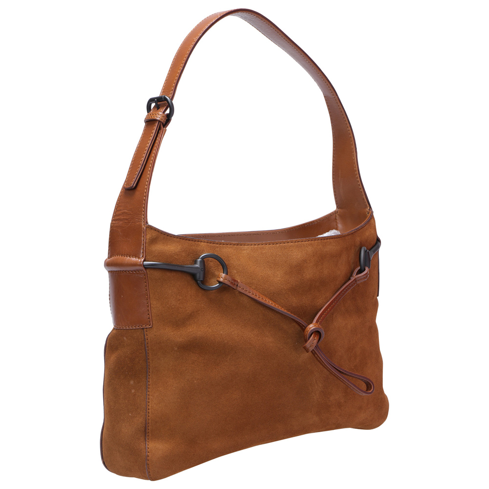

Gucci Brown Suede and Leather Horsebit Shoulder Bag