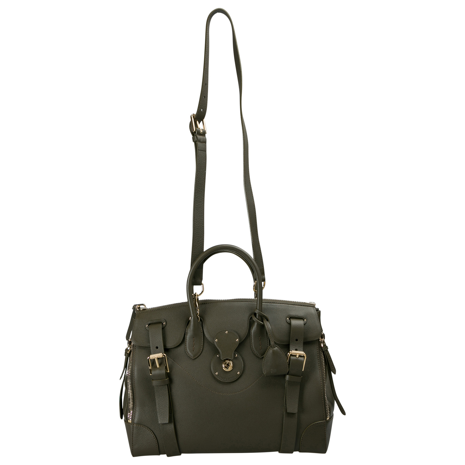 

Ralph Lauren Olive Leather Soft Ricky 40 Zip Tote, Green